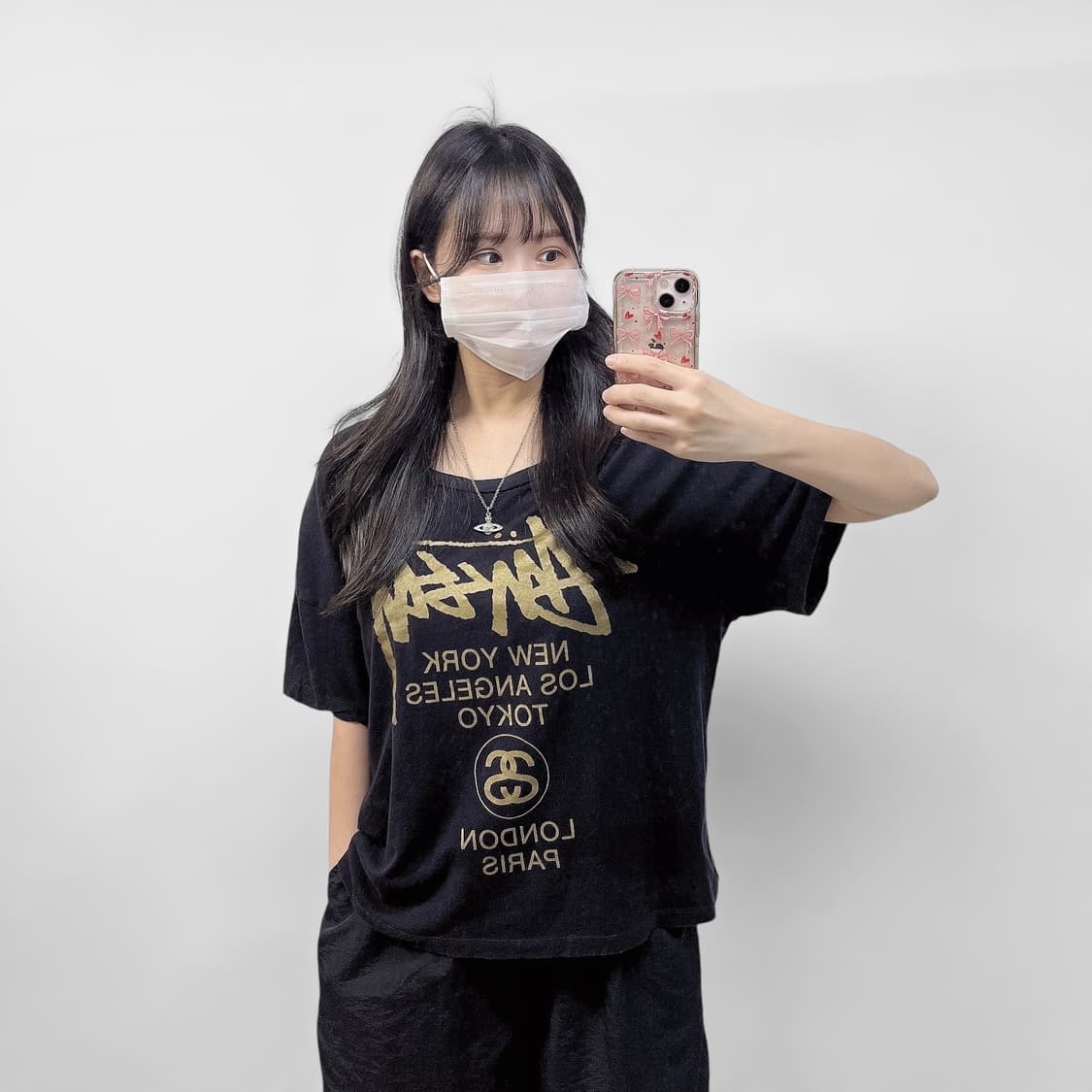스투시 월드투어 크롭 반팔티 블랙 상품이미지1