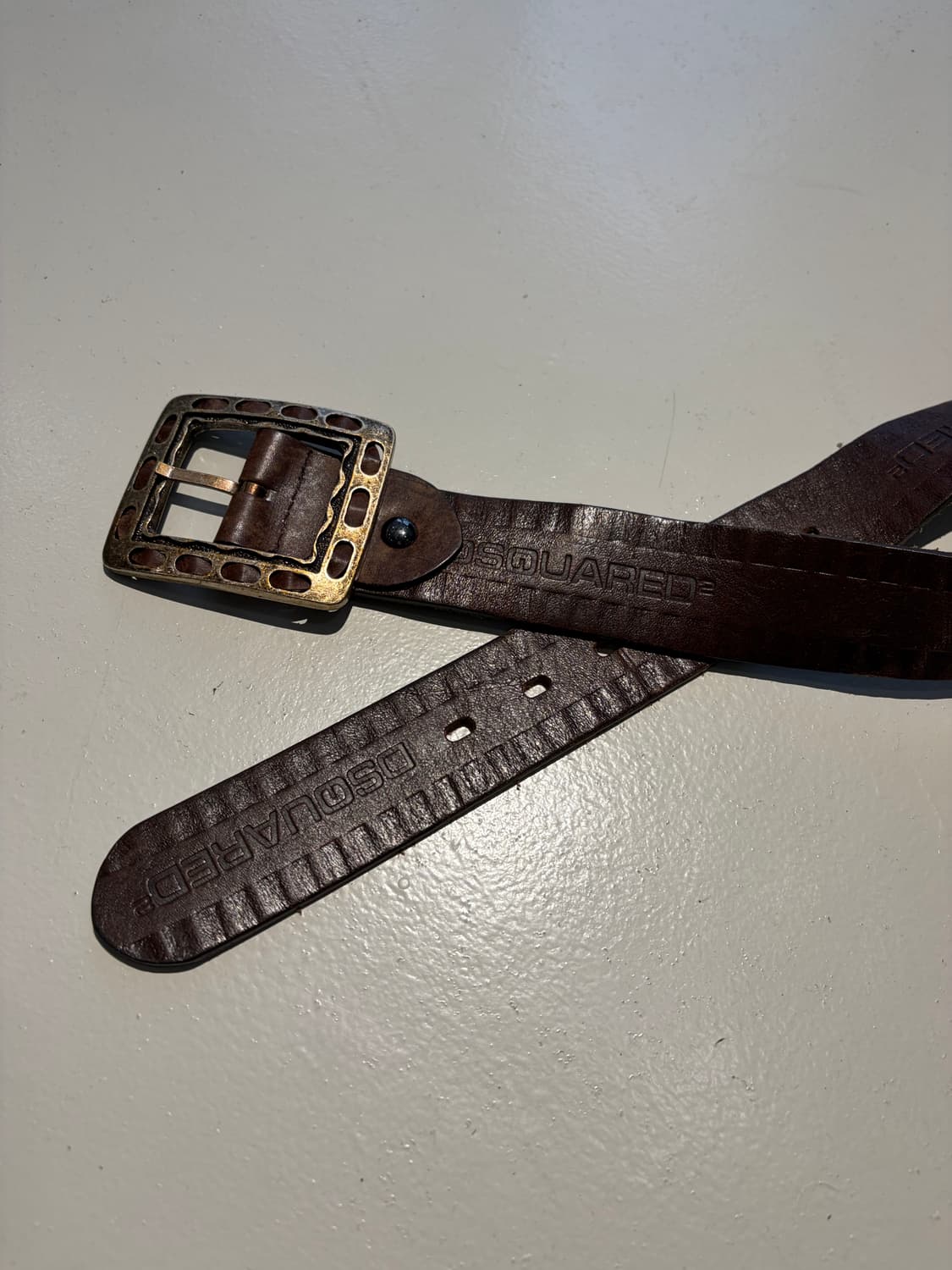 Dsquared2 헤비 에이징 브라운 레더 벨트 상품이미지3