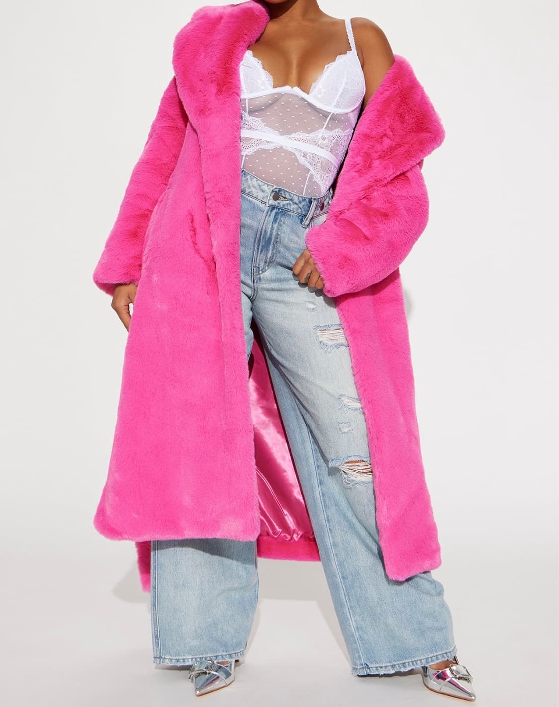 FASHION NOVA 핫핑크 퍼코트 상품이미지1