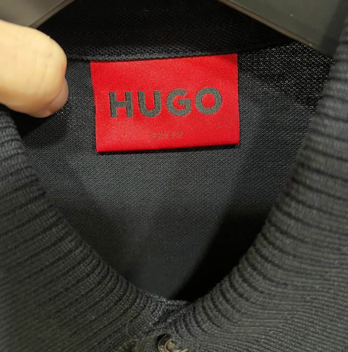 HUGO 휴고/레드 패치 슬림핏 피케 폴로 셔츠 (블랙) 상품이미지4