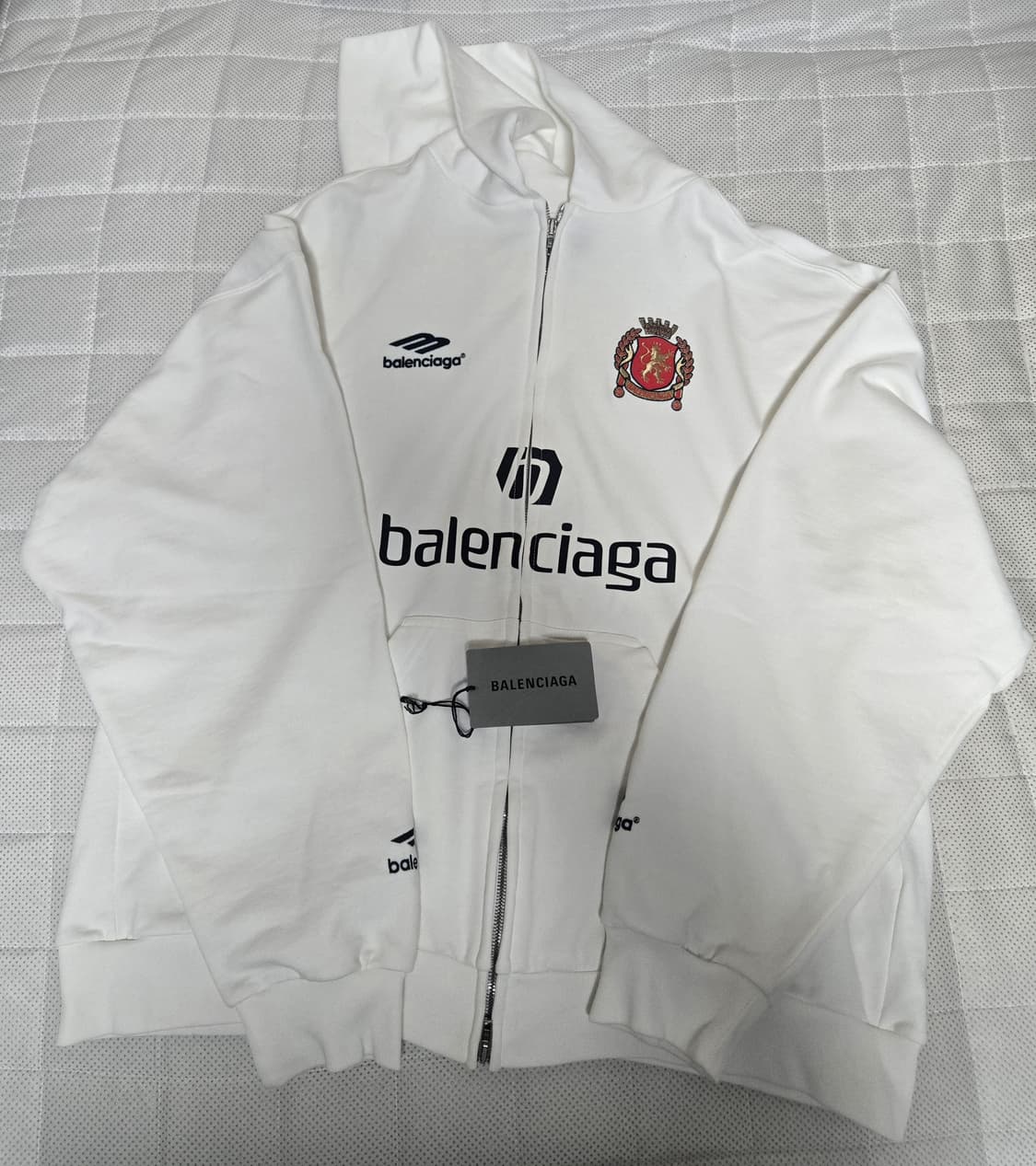 발렌시아가 사커 후드 집업 티셔츠 화이트 파리 싸커 후디 티 롱 슬리브 상품이미지5