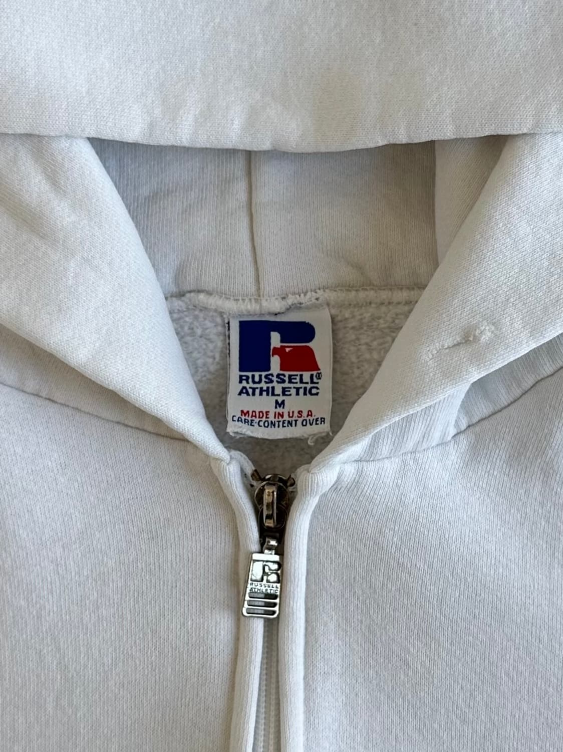 90s 빈티지 러셀 후드집업 화이트 M USA 상품이미지4