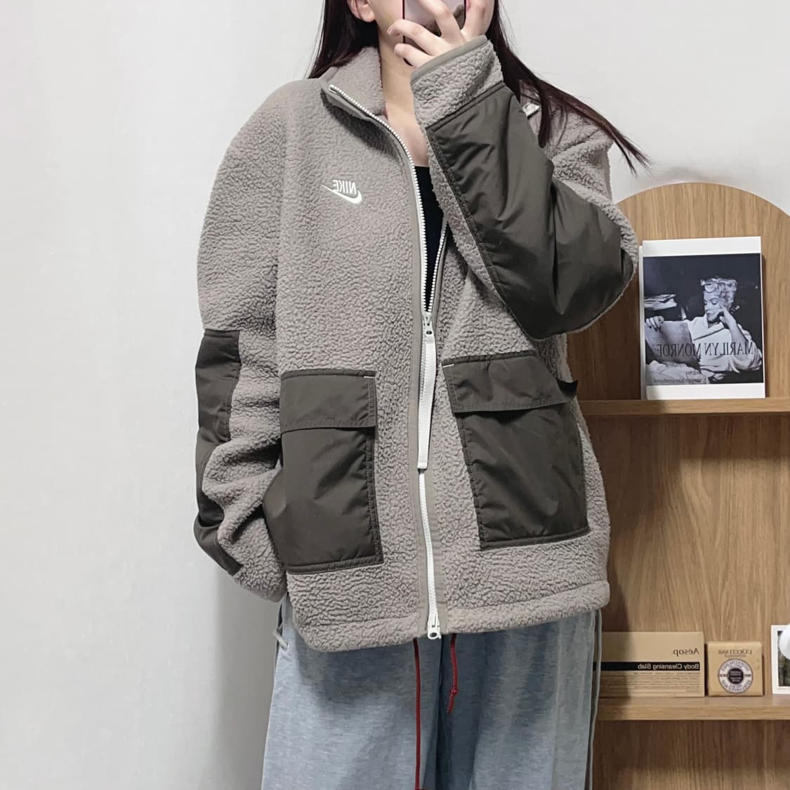 [정품] 나이키 브라운그레이 포켓 패치 후리스 [ L ] 상품이미지1