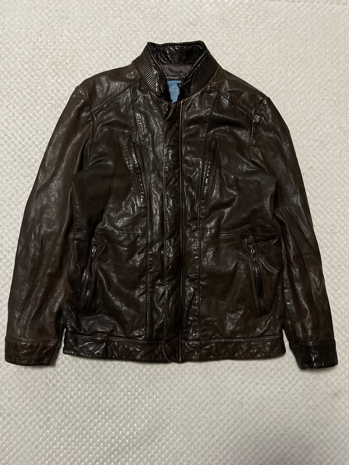 EDITION 웨스턴 무드 램스킨 양가죽 절개 바이커 레더 자켓 상품이미지1