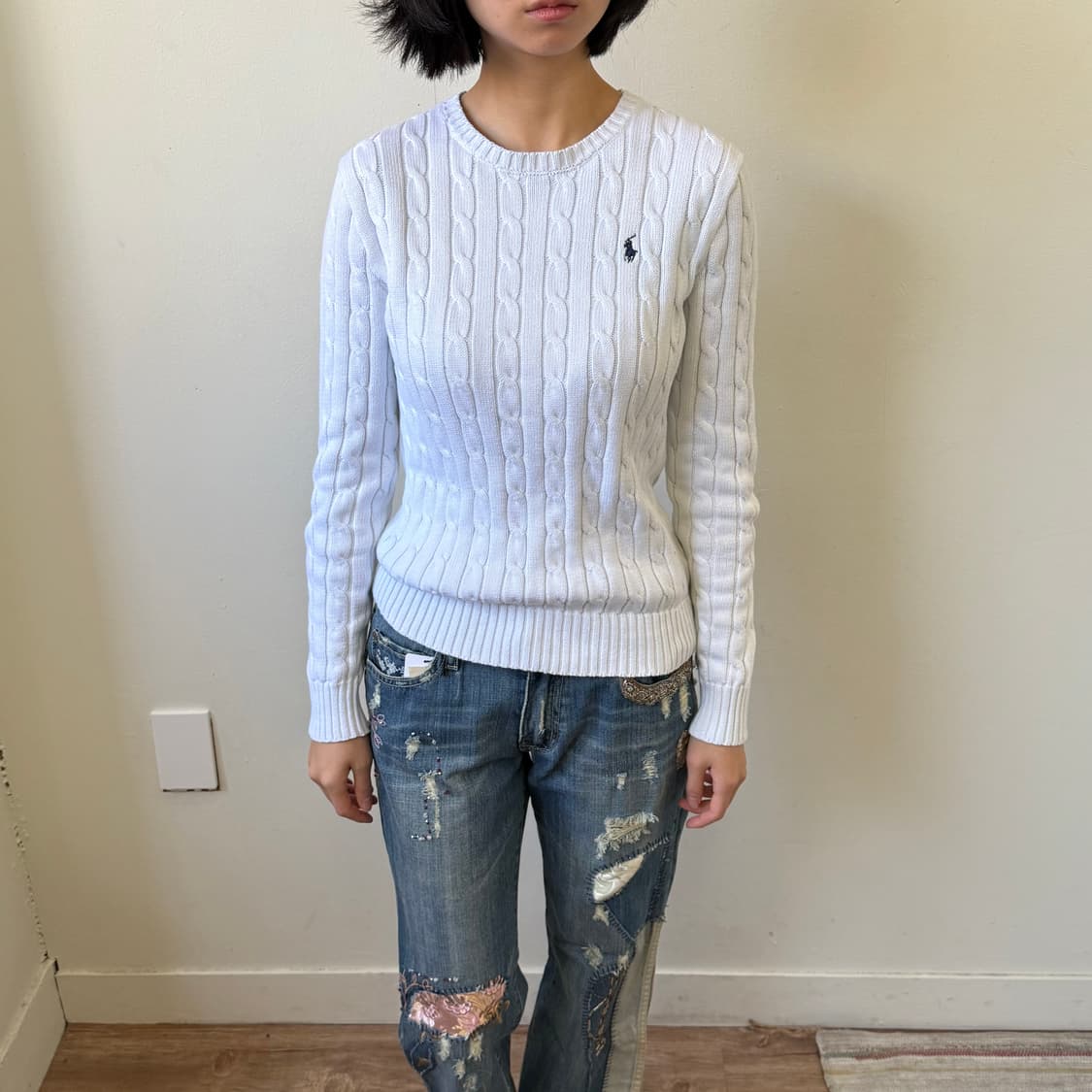 폴로 화이트 스웨터 상품이미지1