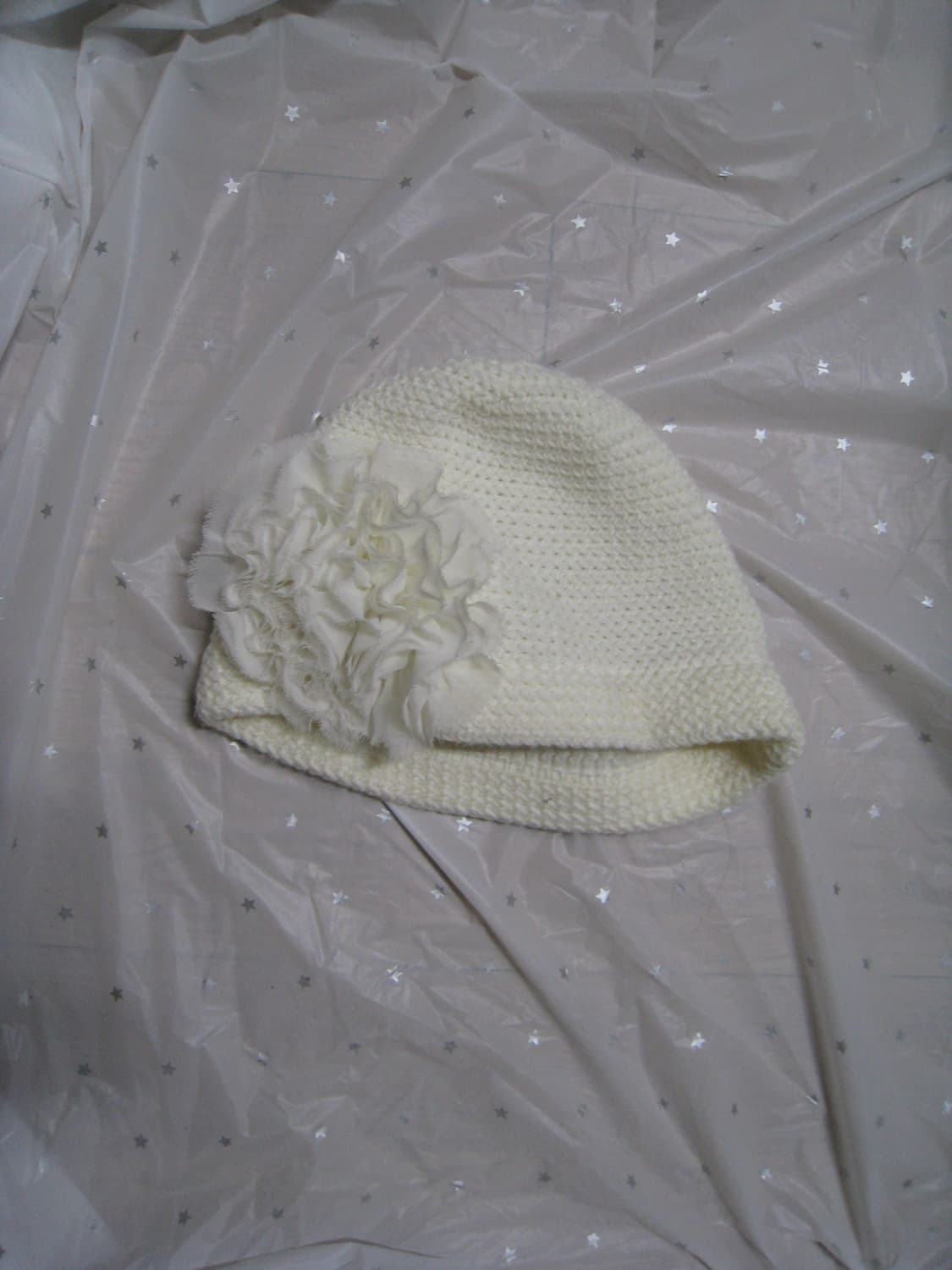 (단종 상품) 노피셜노피스 플라워 와플 니트 비니 화이트 상품이미지1