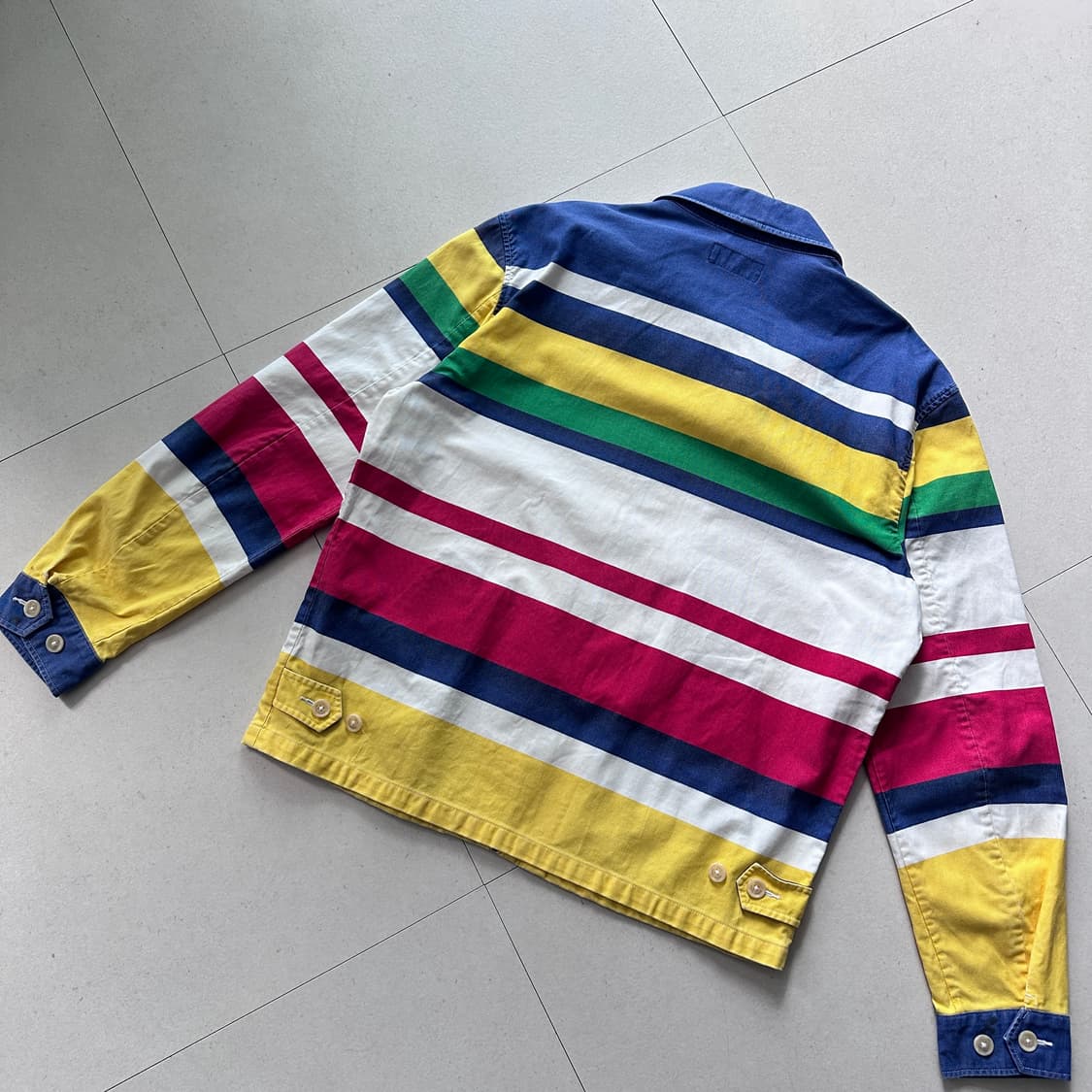 폴로 랄프로렌 멀티 스트라이프 캔버스 코튼 해링턴 블루종 자켓 L 상품이미지7