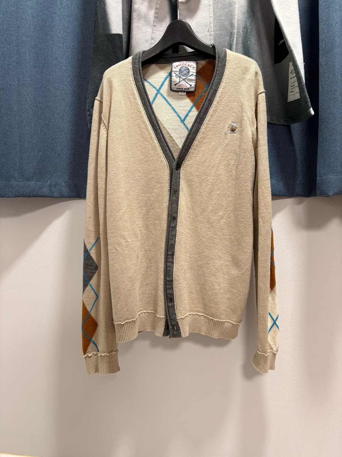 디젤 트리콧 아가일 가디건 상품이미지1