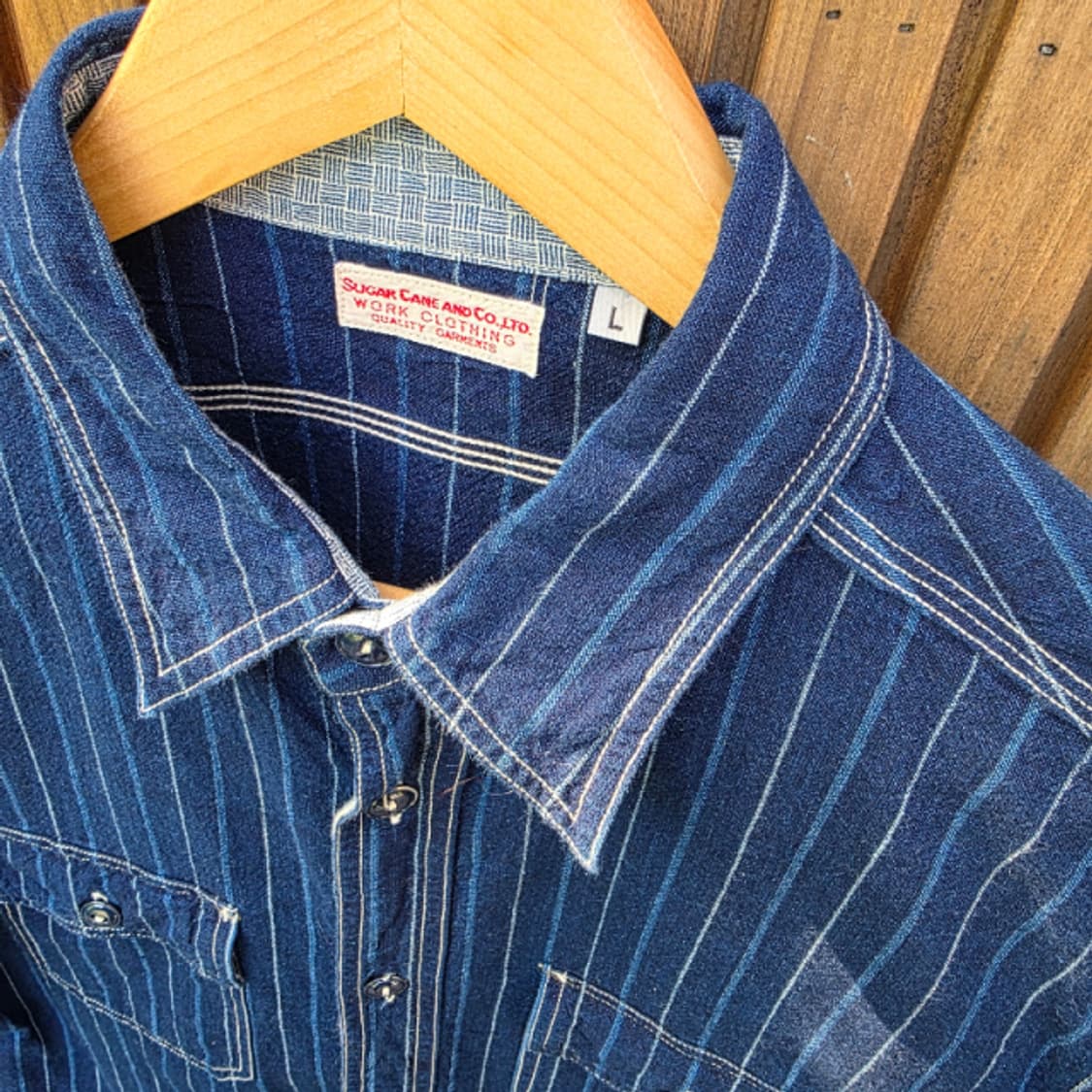 SUGAR CANE 슈가케인 5.2oz 인디고  1/2 워크 셔츠 상품이미지4