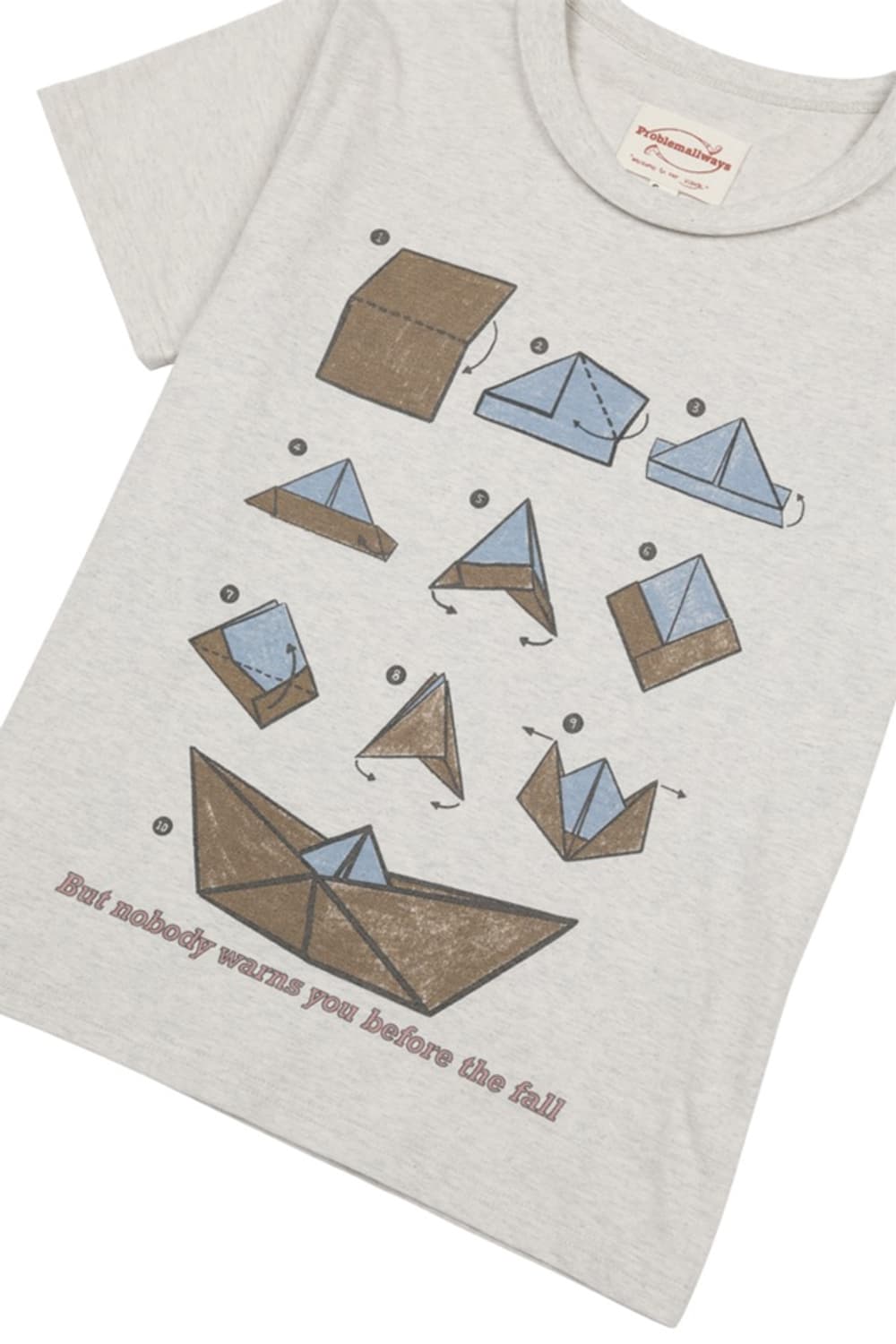 프라블럼올웨이즈 종이배 종이접기 티셔츠 오트밀 상품이미지3
