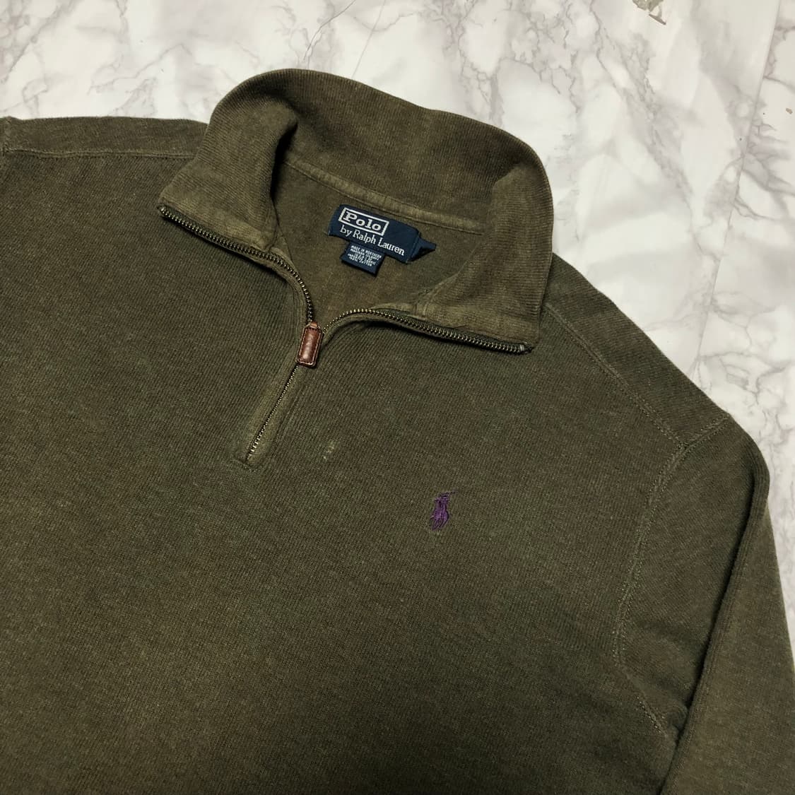 폴로 랄프로렌 반집업 니트 카키 상품이미지2