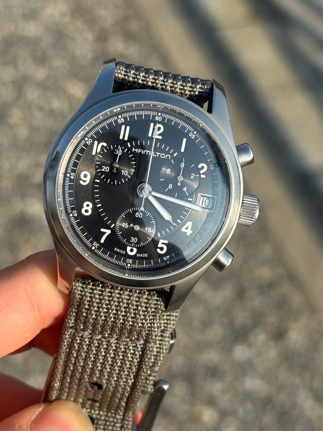 급처 해밀턴 카키 필드 크로노그래프 쿼츠 시계 상품이미지1