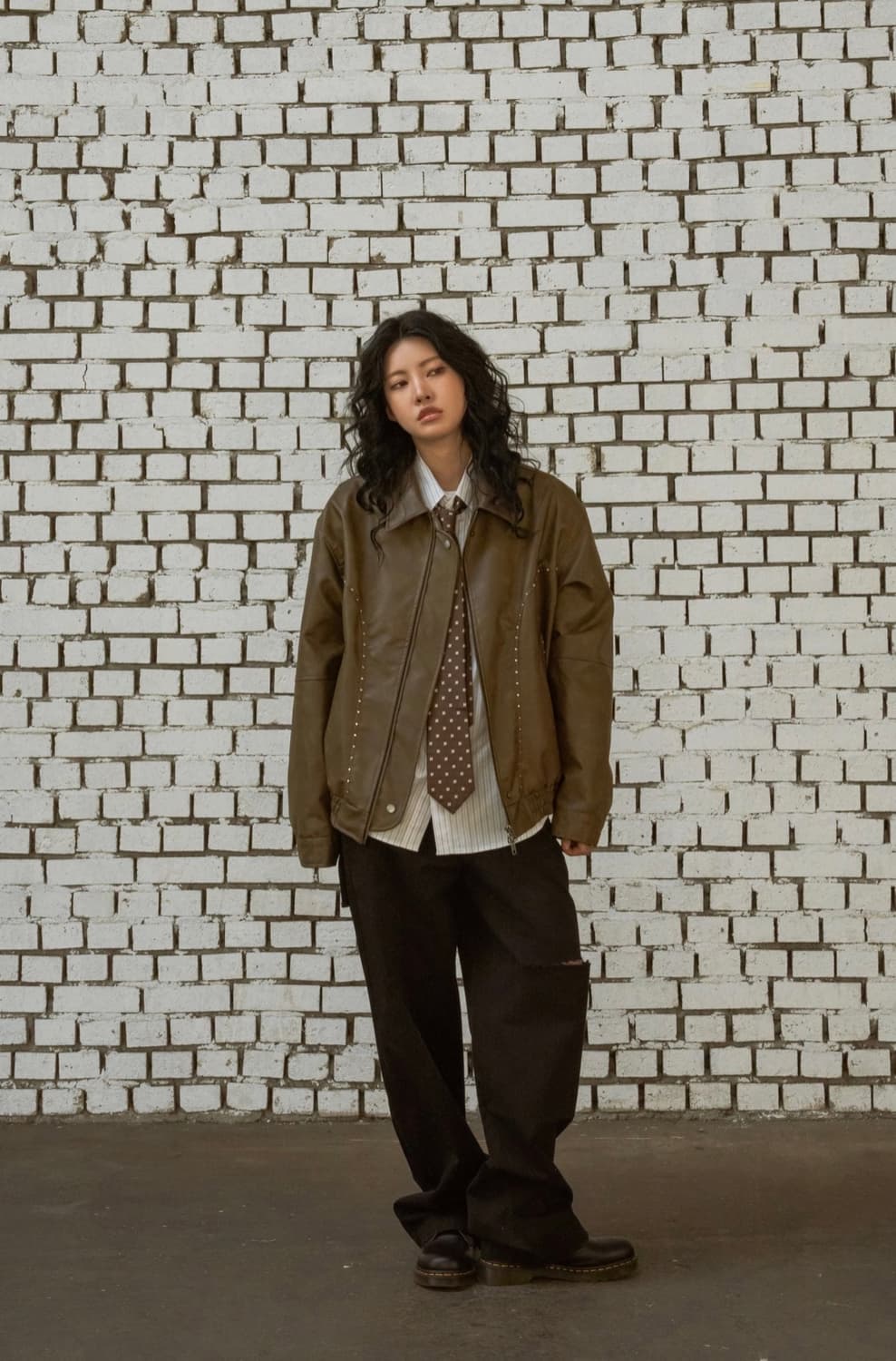 판매) 노쿨러스 비건레더자켓 브라운 상품이미지3