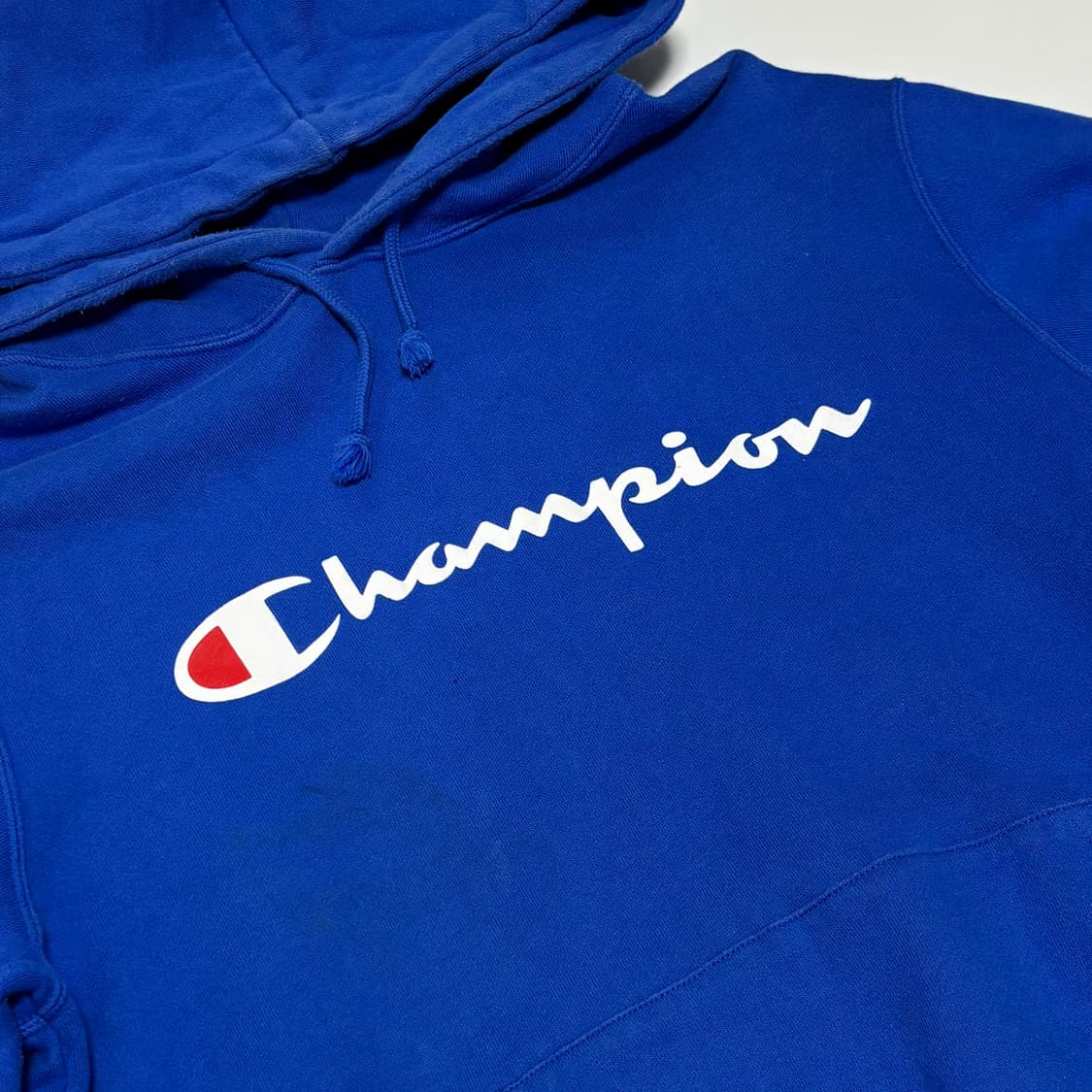 챔피온 빅로고 스크립트 로얄블루 후드 티셔츠 상품이미지2