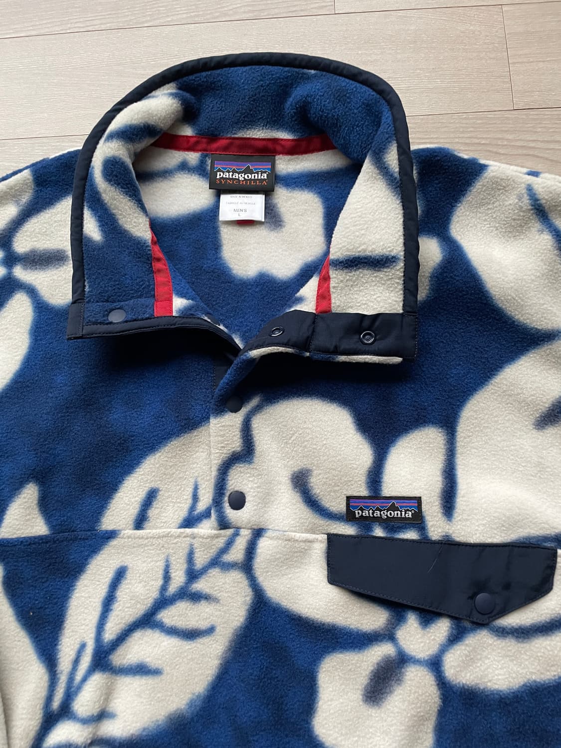 파타고니아 신칠라 하와이안 블루 플라워 패턴 빈티지 상품이미지5