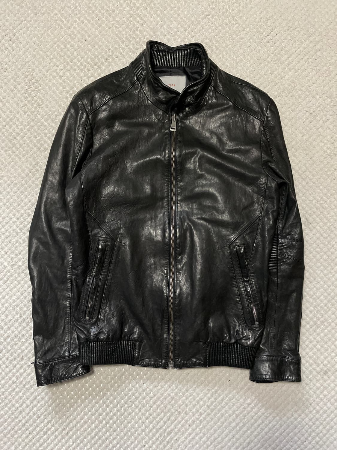 AND Z 웨스턴 무드 램스킨 양가죽 바이커 절개 레더 자켓 상품이미지1