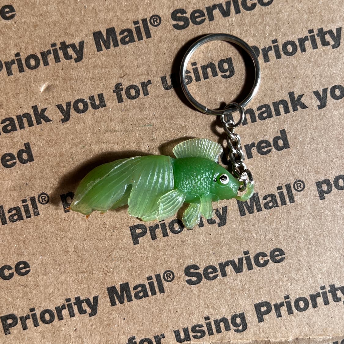 90s vtg Green Goldfish Keyring 상품이미지2