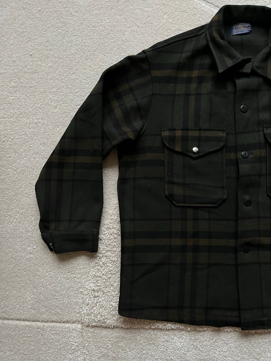 80s 펜들턴 다크 플래드 버진 울 CPO 자켓 (103-105) 상품이미지6