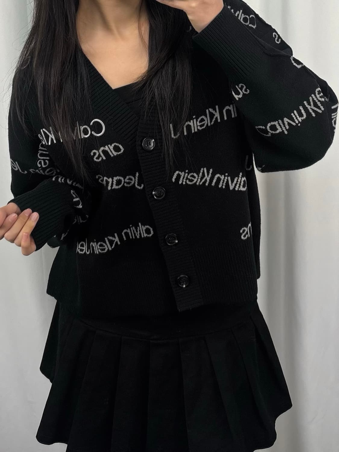 캘빈 클라인 블랙 크롭 가디건 상품이미지2