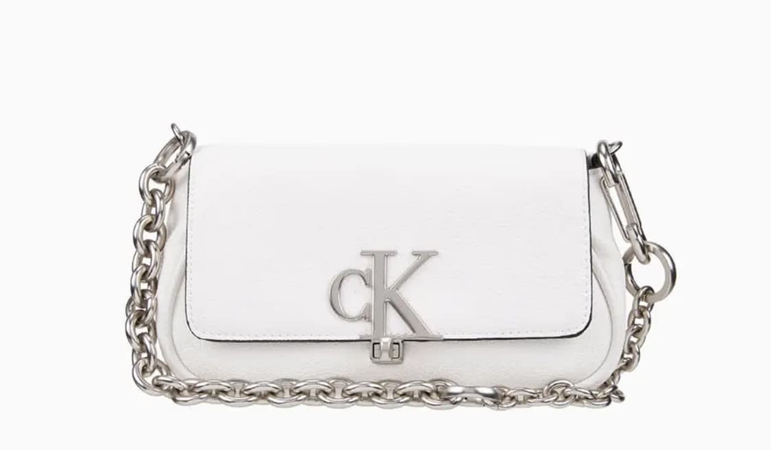 캘빈클라인 진 미니멀 모노그램 CK 체인 플랩 미니 숄더백 화이트 상품이미지1