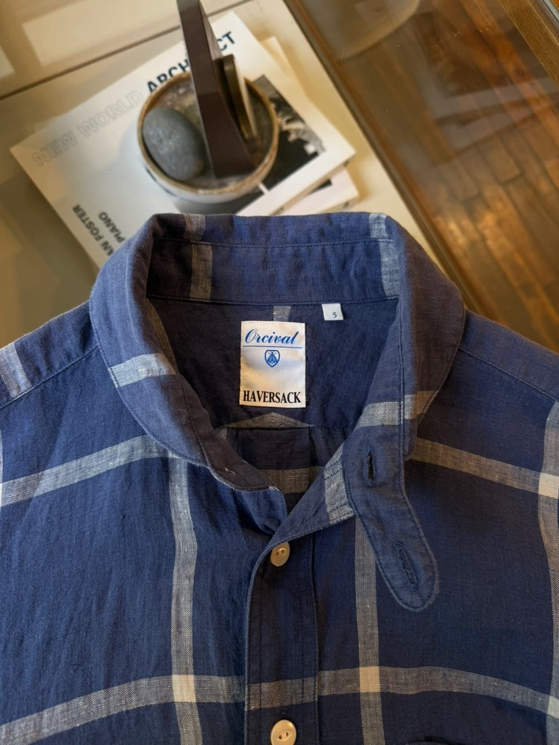 하버색 리넨 윙칼라셔츠 100 상품이미지6