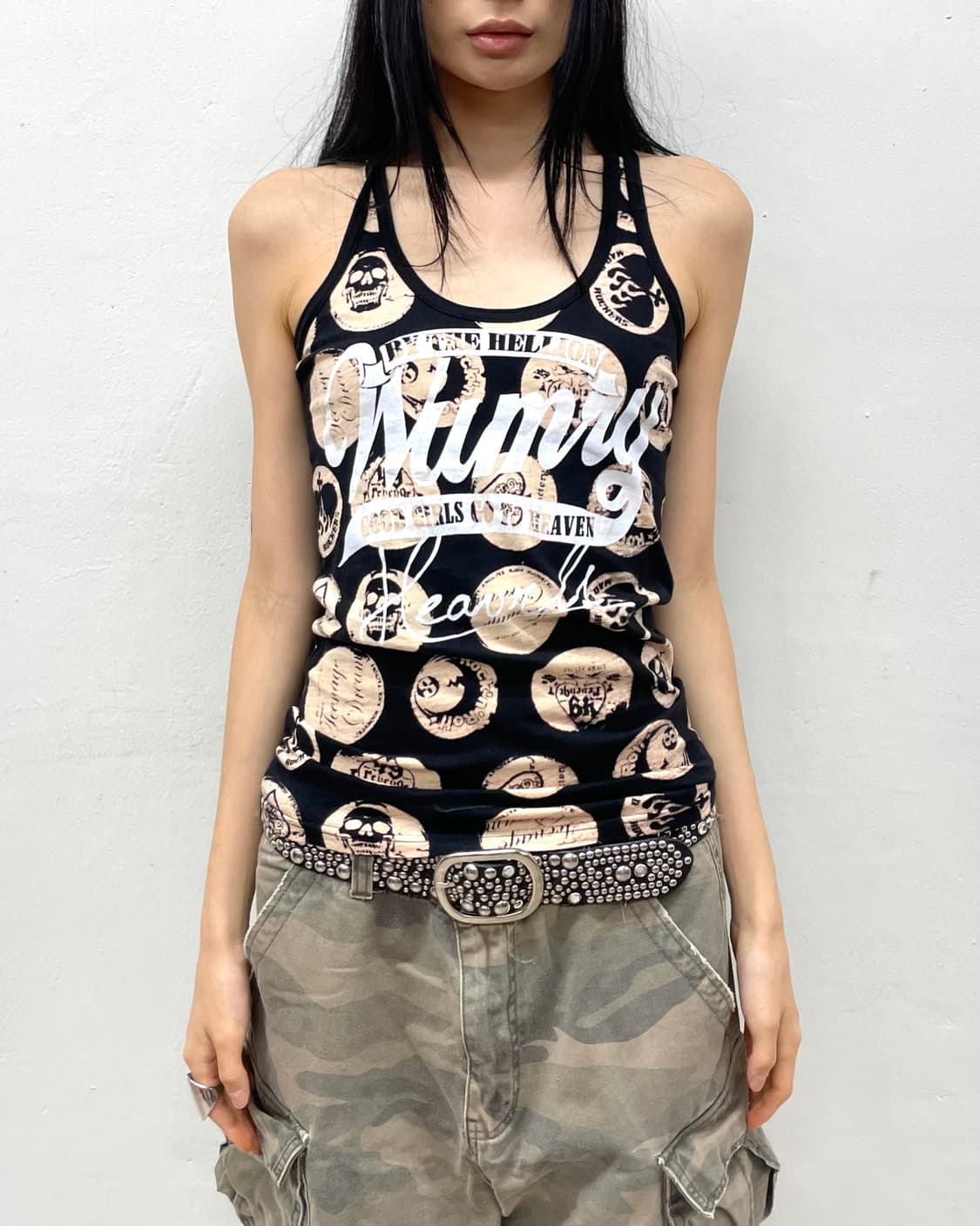Skull circle punk sleeveless 상품이미지2