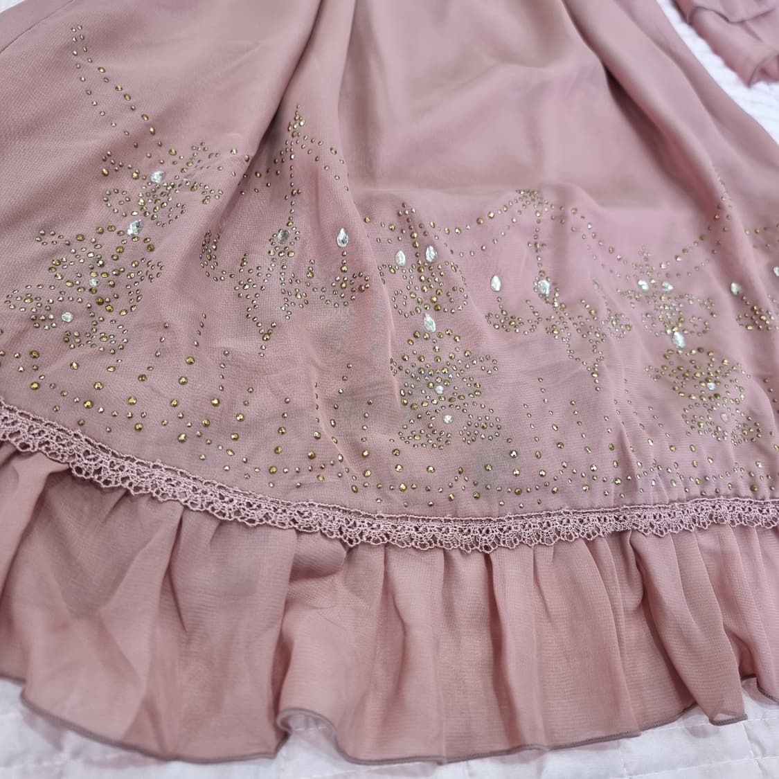 엑시즈팜(Axes femme) 로즈핑크 비즈 쉬폰 원피스 상품이미지3