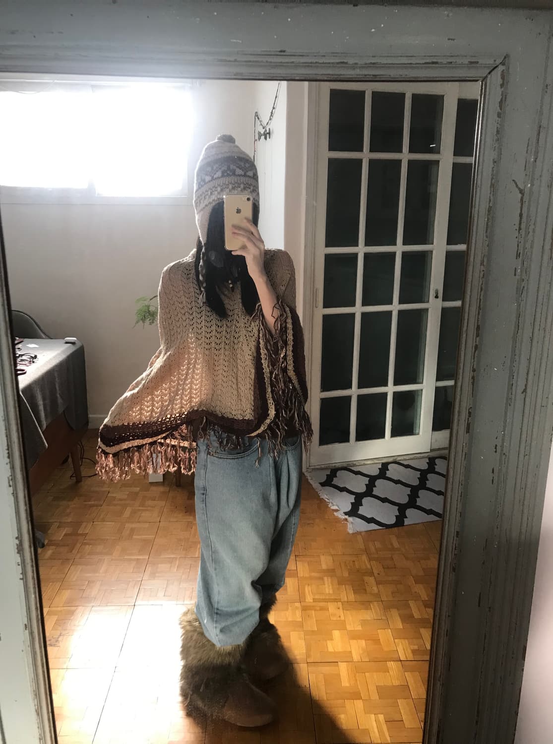 vintage fringe knit cape 상품이미지3