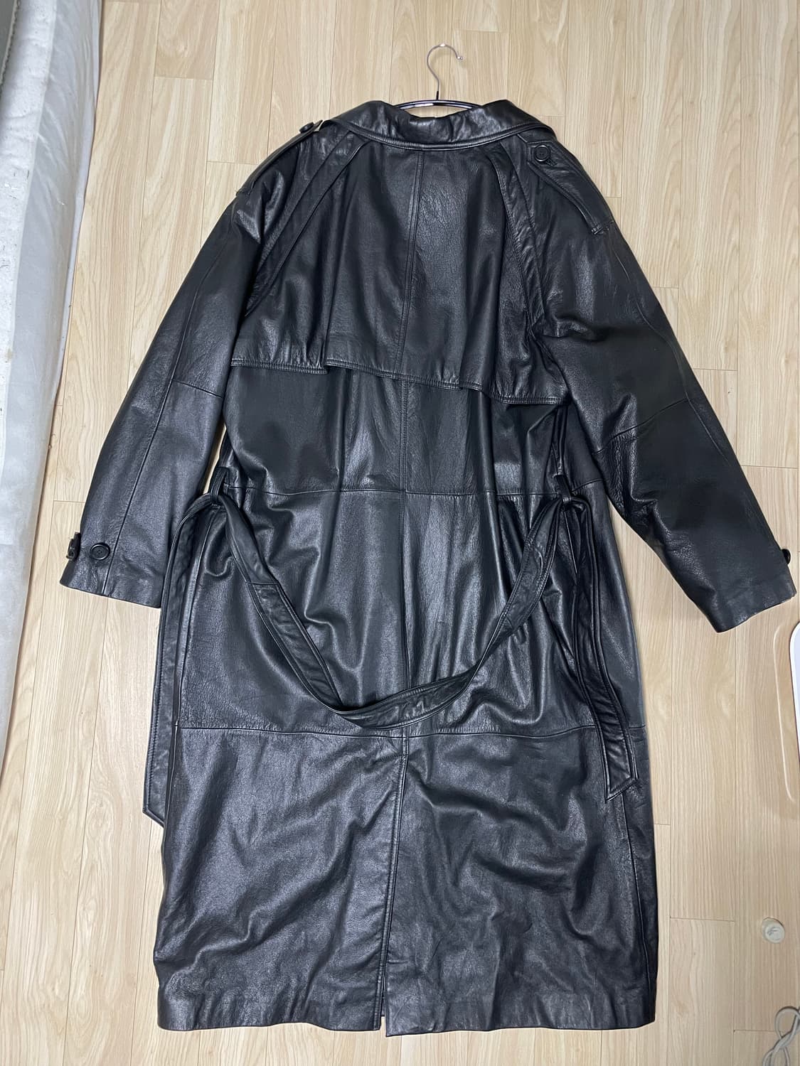 Vintage black leather maxi coat 상품이미지4