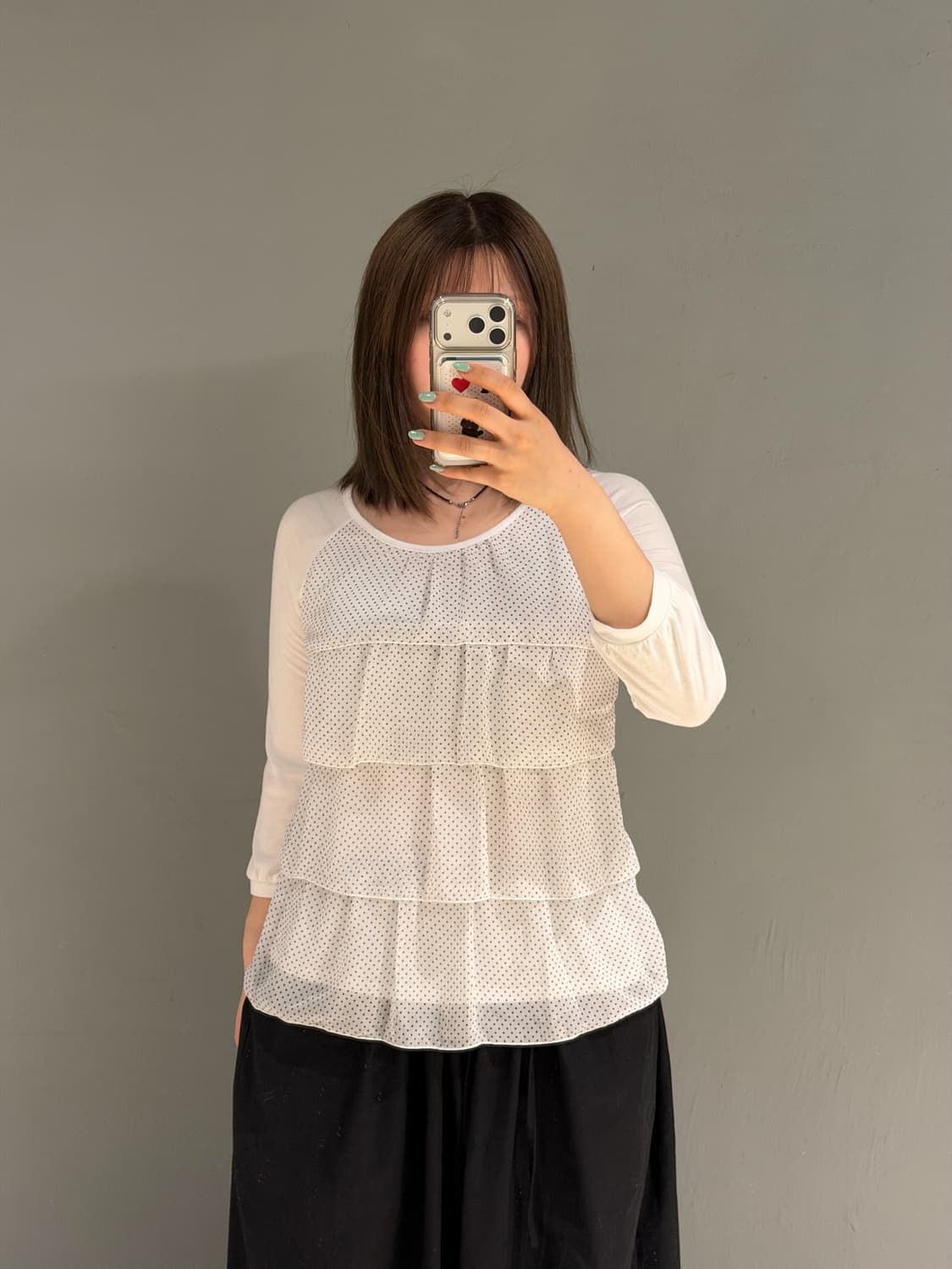dot pattern can-can detail top 상품이미지2
