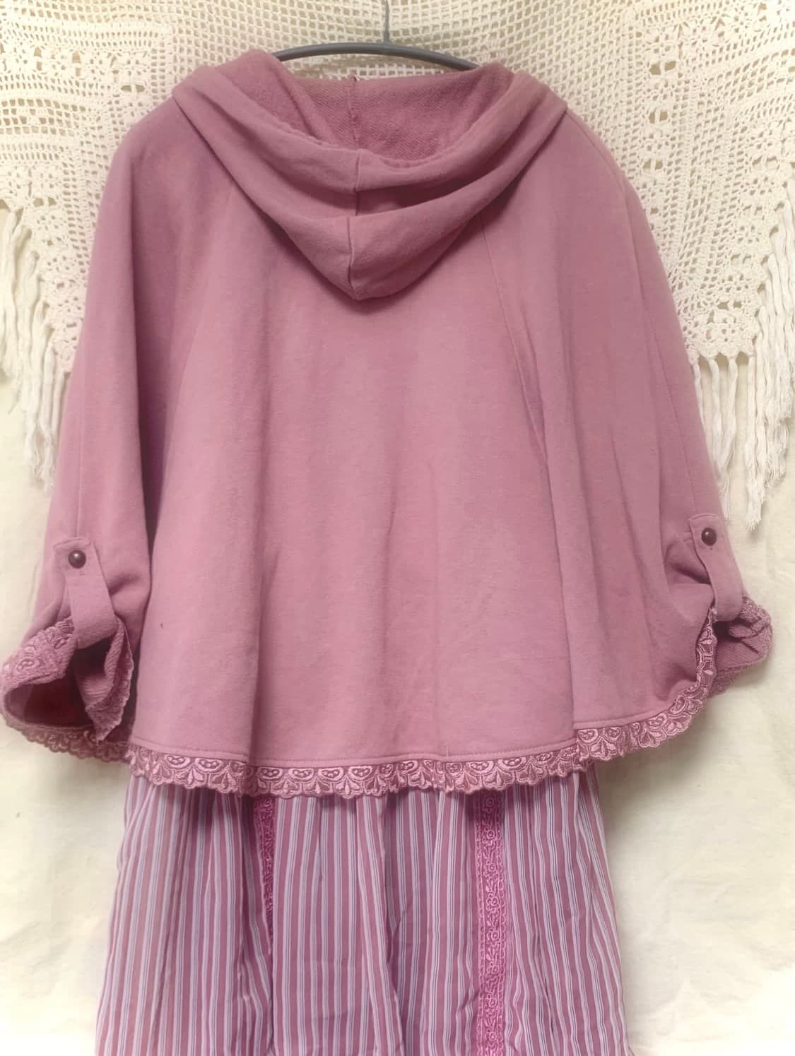 엑시즈팜 히메갸루 핑크 케이프 후드집업 모리 하구미 빈티지일녀핀터레스트 상품이미지2