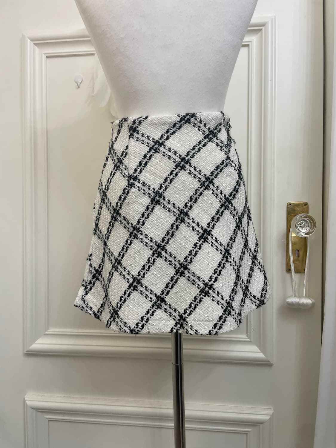 ivory black check glitter tweed flare mi 상품이미지4