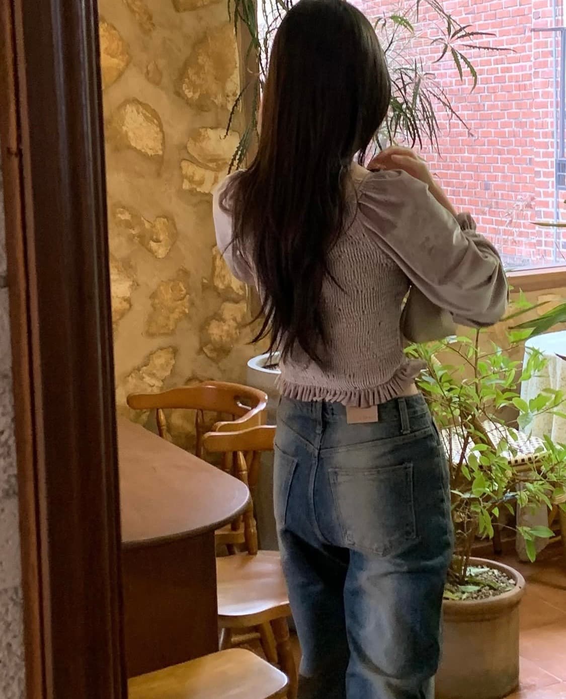 오이니 핑크베이지 벨로아 벨벳 코르셋  블라우스 상품이미지3