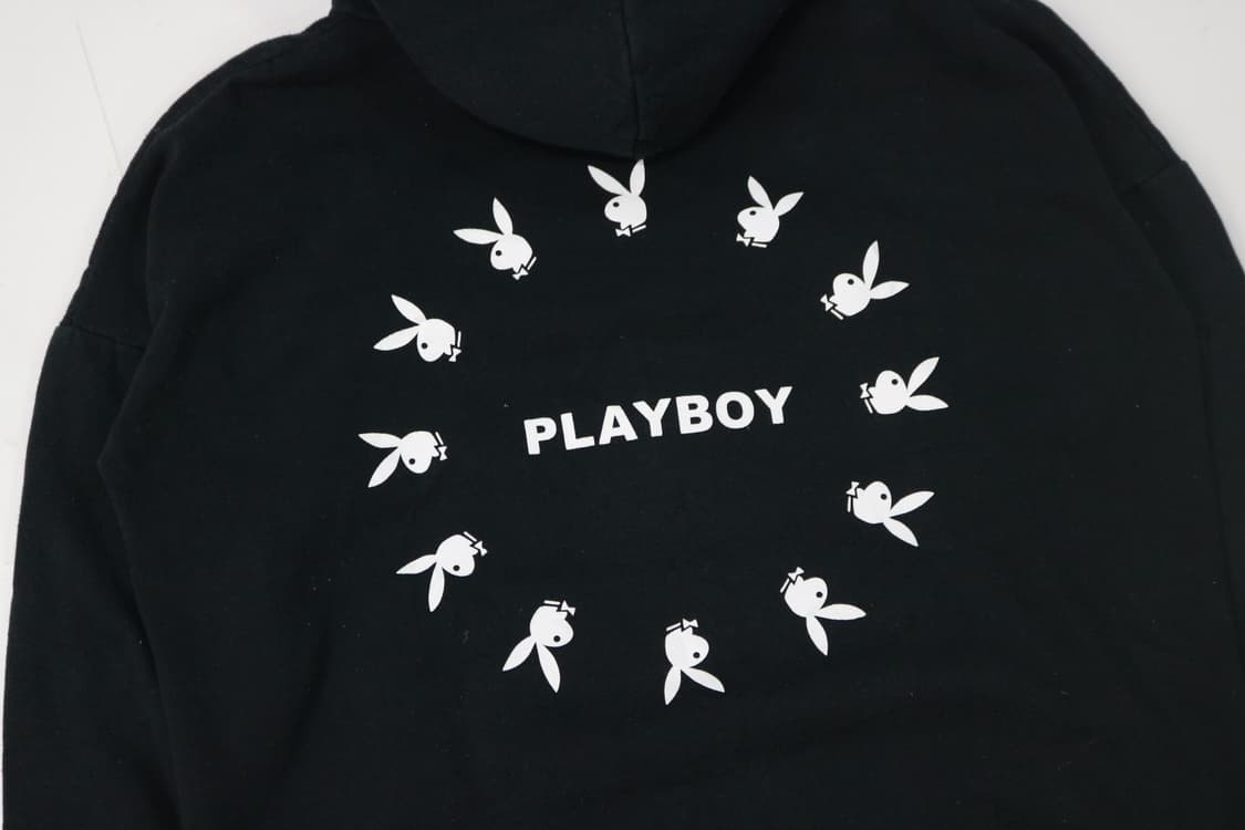 플레이보이 버니 로고 블랙 하프 집업 후드 티셔츠  상품이미지4