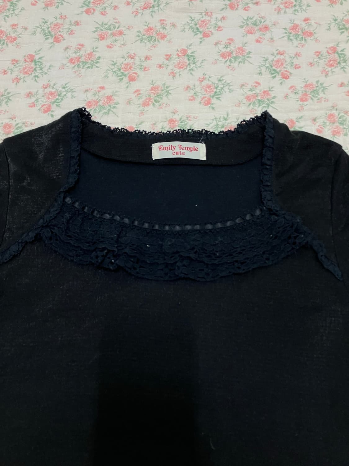 빈티지 블랙 크로셰 레이스 반팔 1109 모리걸 y2k 스트릿 갸루 펑키 상품이미지7