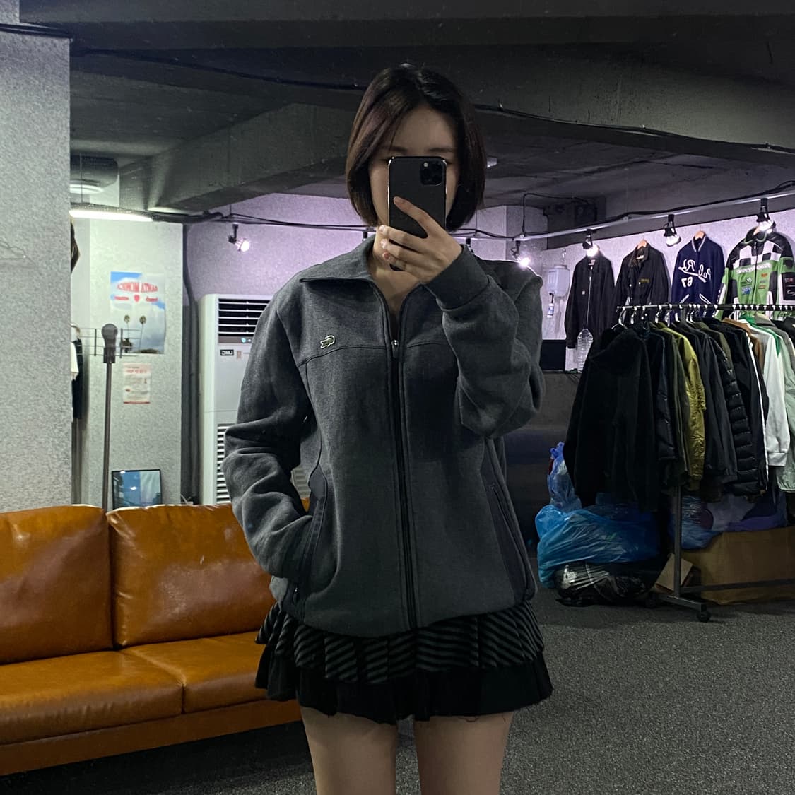 라코스테 빅로고 차콜 코튼 집업 B2790 상품이미지1