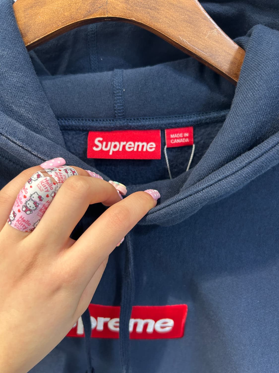 슈프림 박스 로고 후드 티셔츠 네이비 상품이미지4