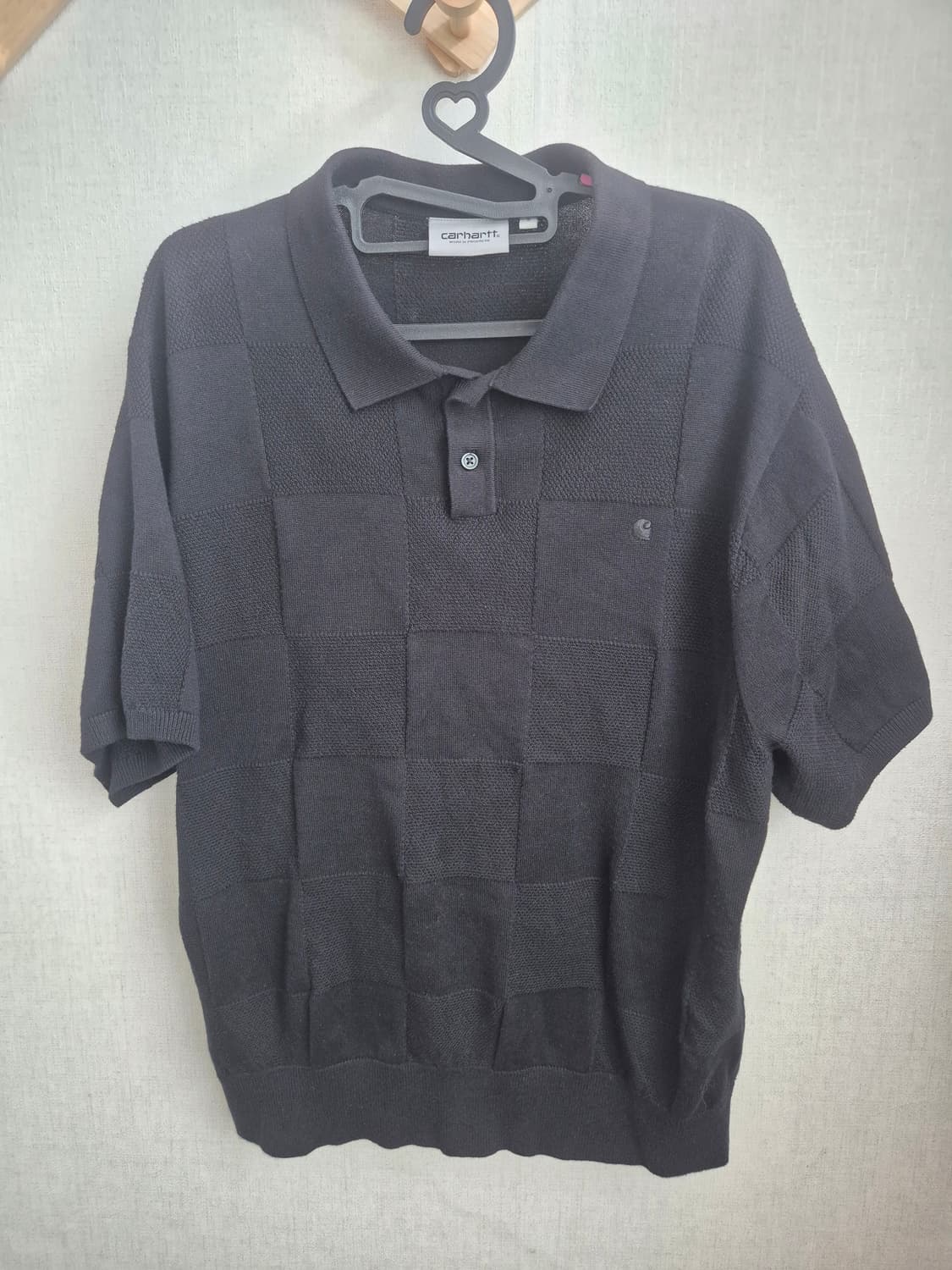 칼하트 WIP(Carhartt WIP) 니트 폴로 체커보드 블랙 셔츠 s 상품이미지4