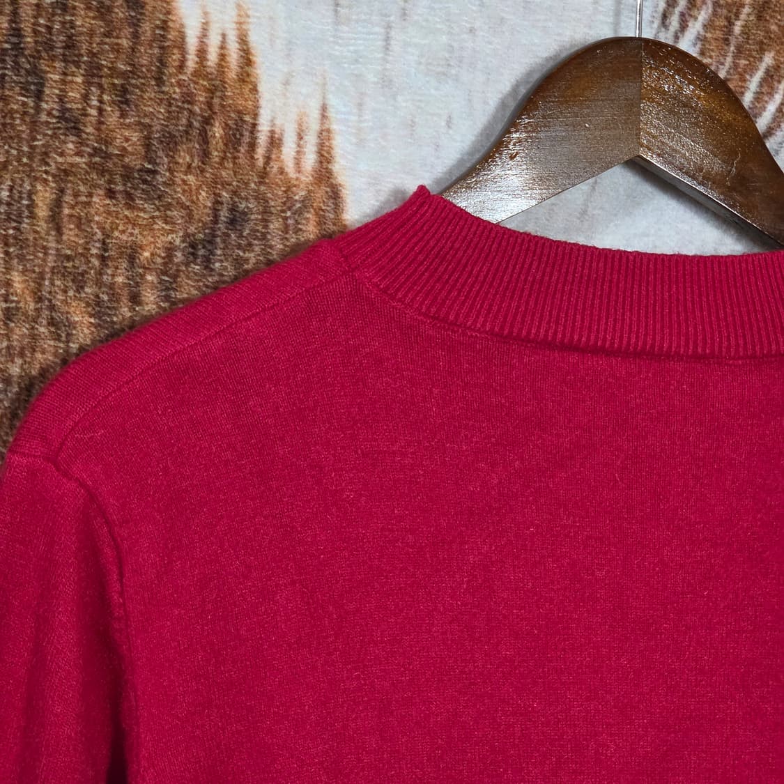 핫 핑크 반폴라 무지 니트 상품이미지5