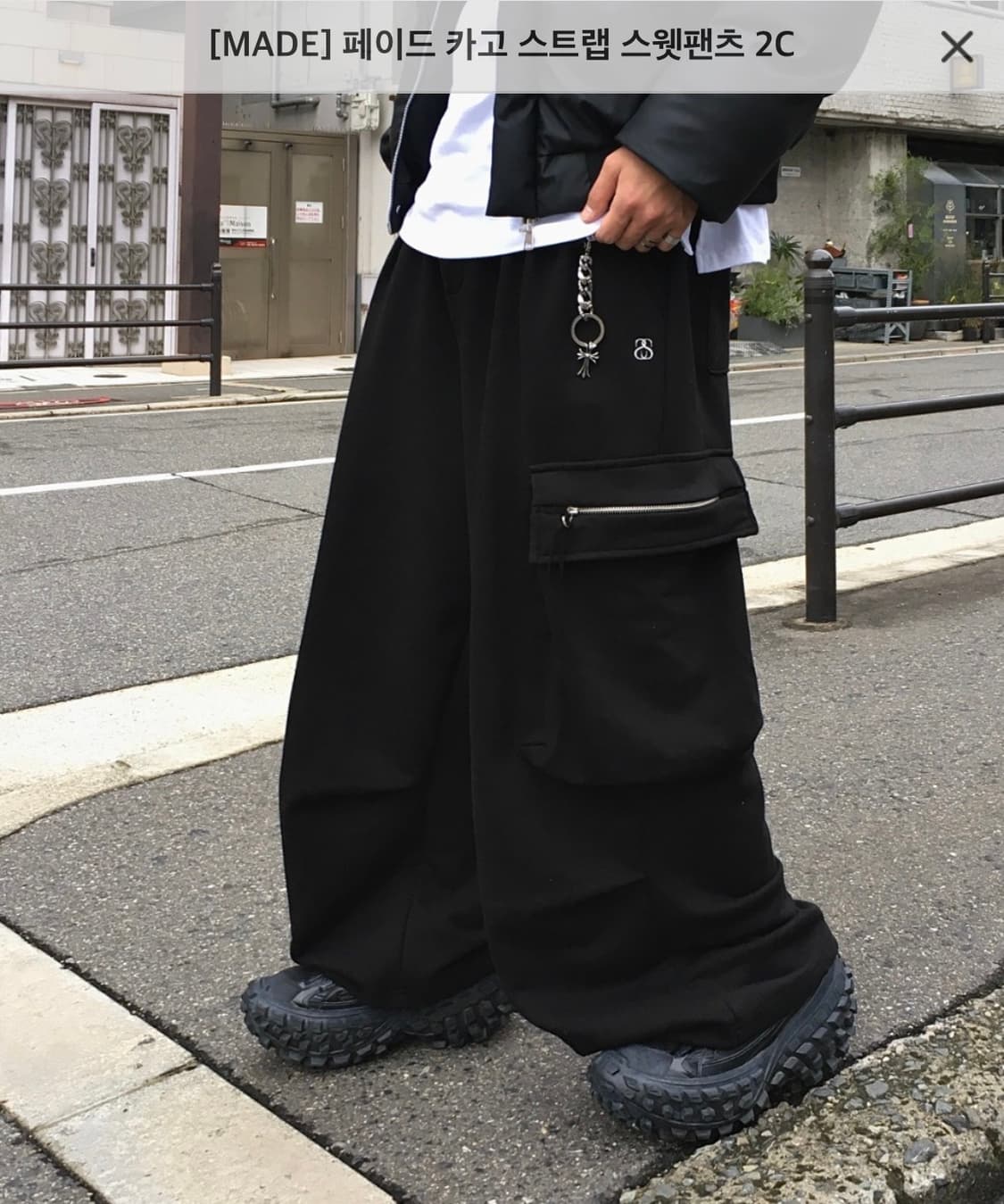 [Free]SSROOM 벌룬 카고 스웨트 트레이닝 팬츠/블랙 상품이미지2