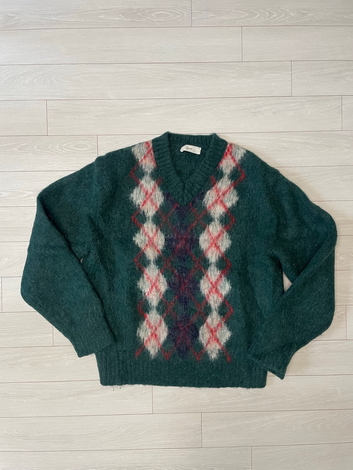 던스트 알파카 브이넥 니트 그린 상품이미지2
