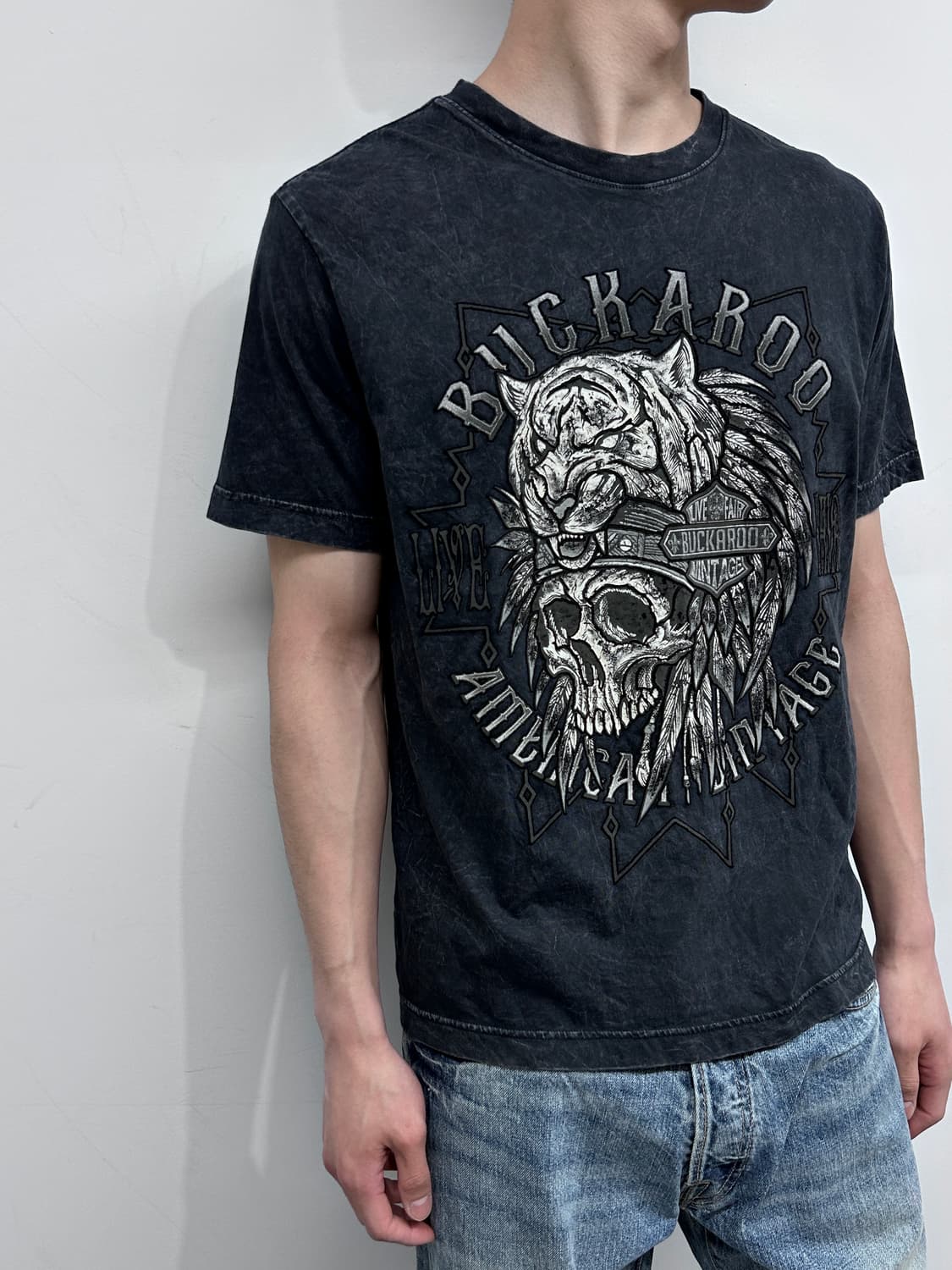 버커루 스컬 하드 워싱 티셔츠 상품이미지1