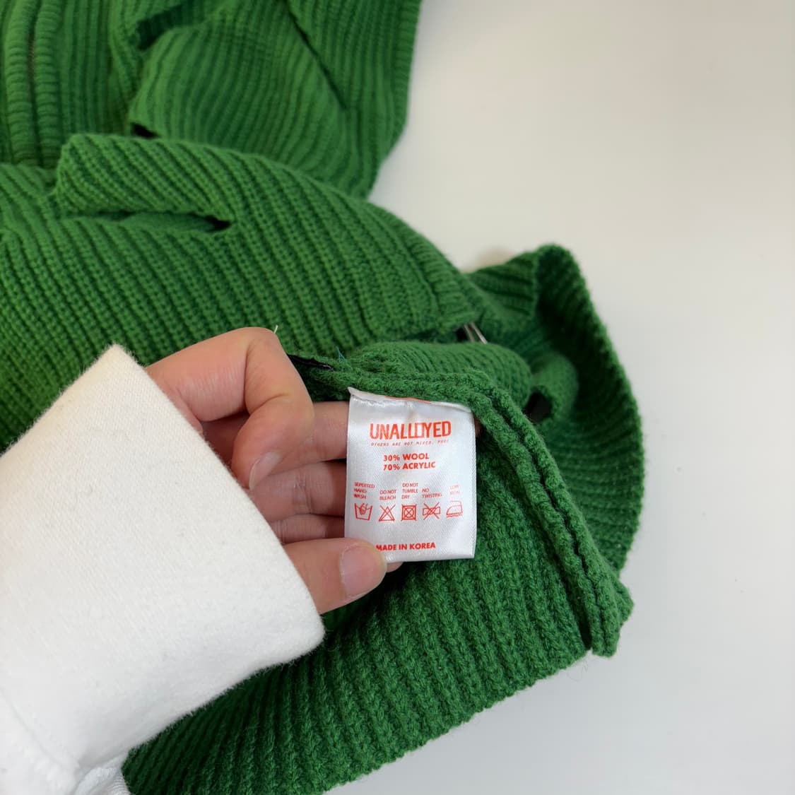 S 95 어널로이드 그린 클로버 니트 조끼 집업 상품이미지5