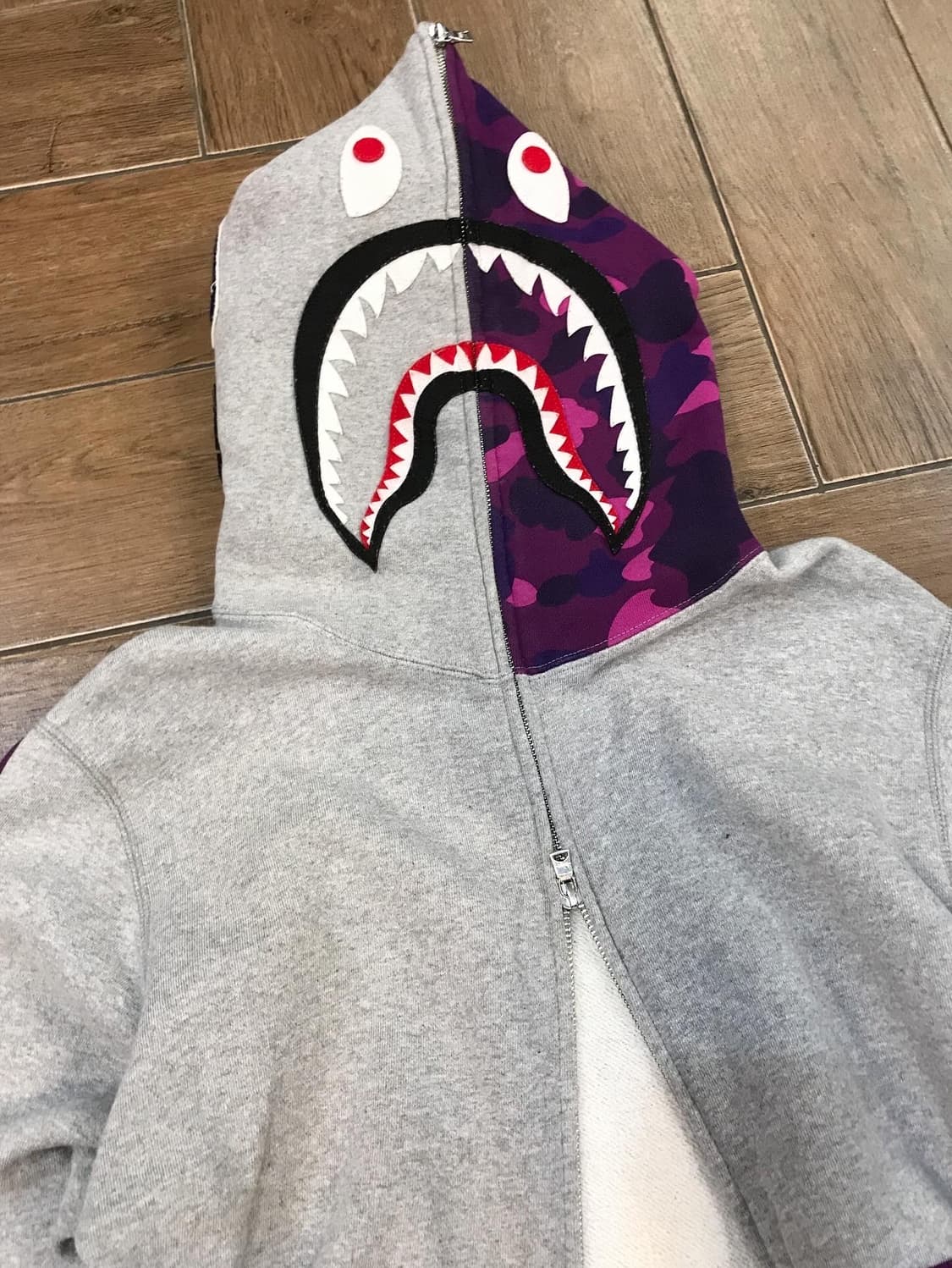 Bape Purple Camouflage Shark Hood Zipup 상품이미지8