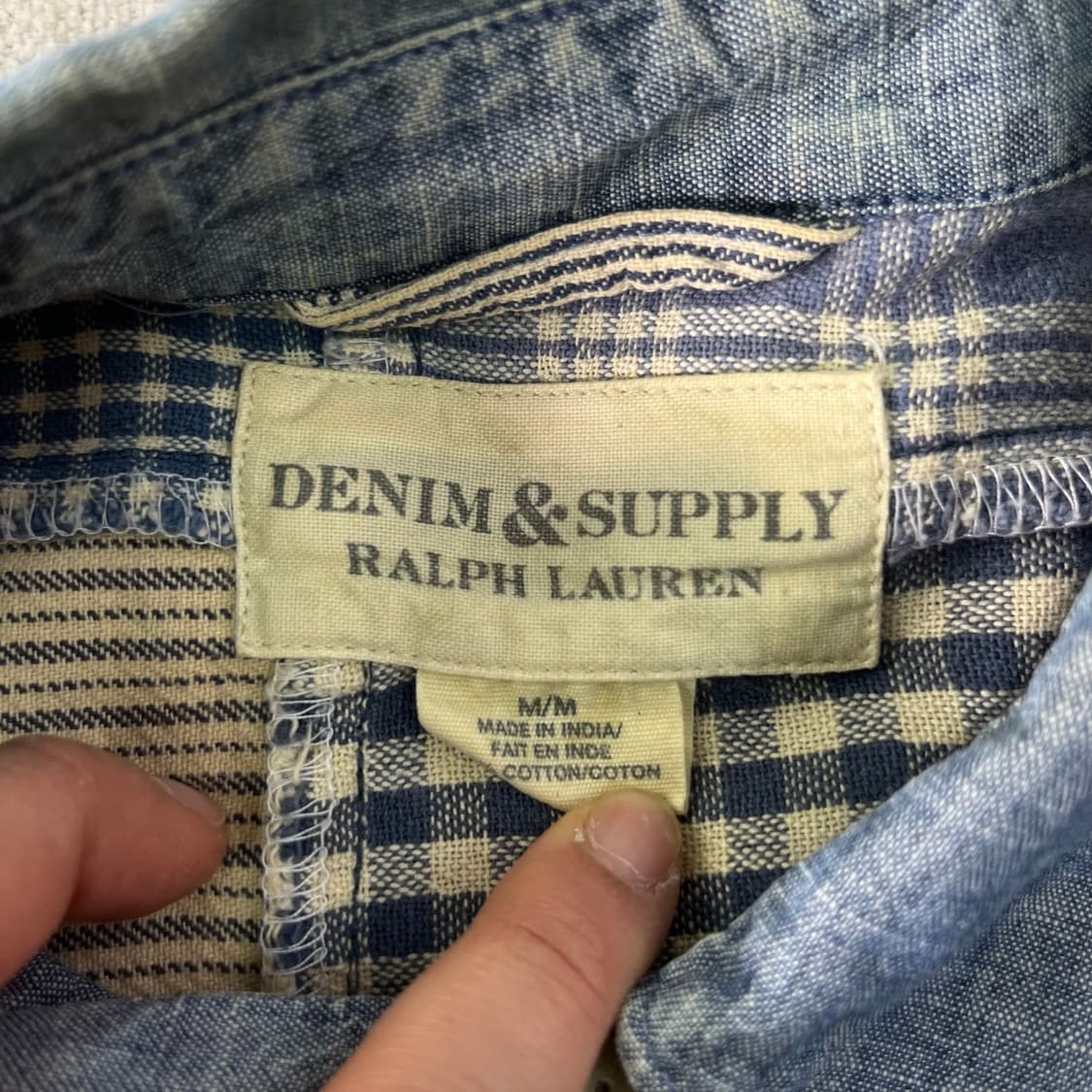 100 폴로 데님앤서플라이 패치워크 데님 셔츠 상품이미지3