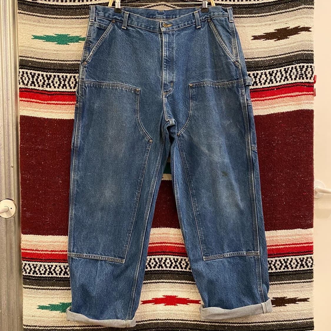 레어 00s USA 칼하트 워크 더블니 데님팬츠 상품이미지7