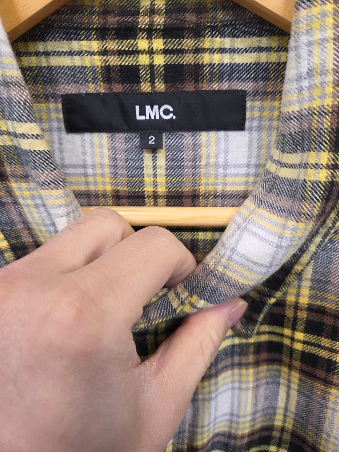 Lmc 레터링 울 체크 셔츠 2사이즈 대략 xl 상품이미지4