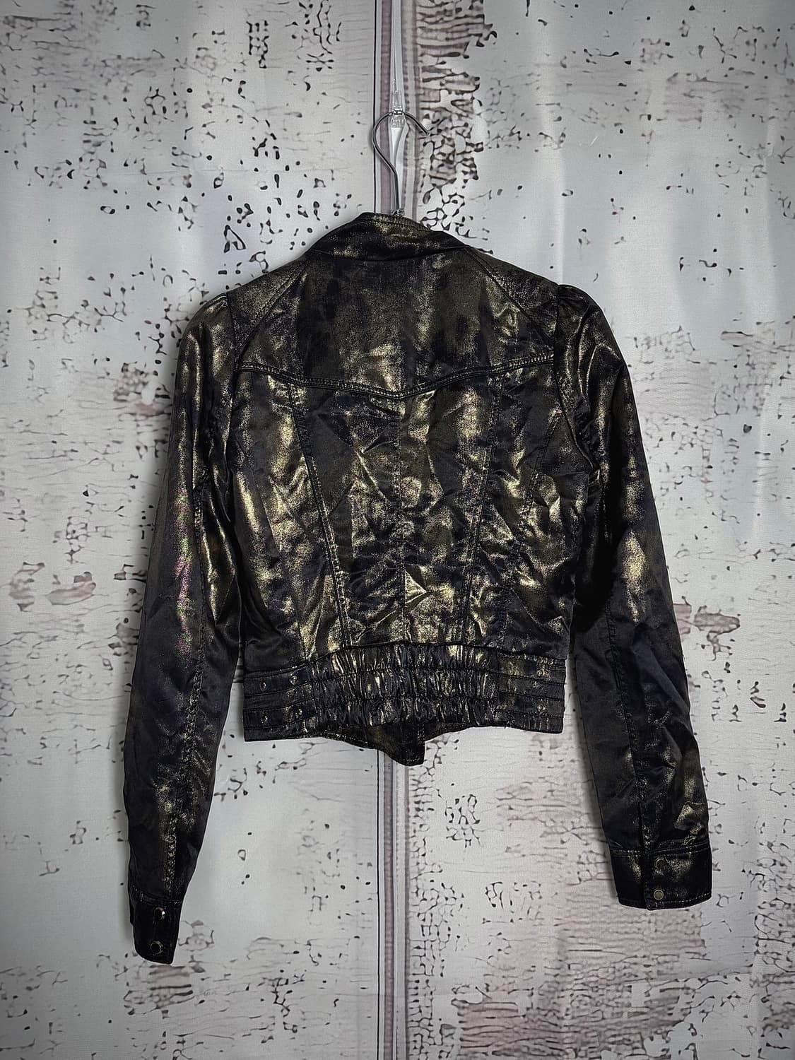 Metallic Cropped Biker Jacket 상품이미지4