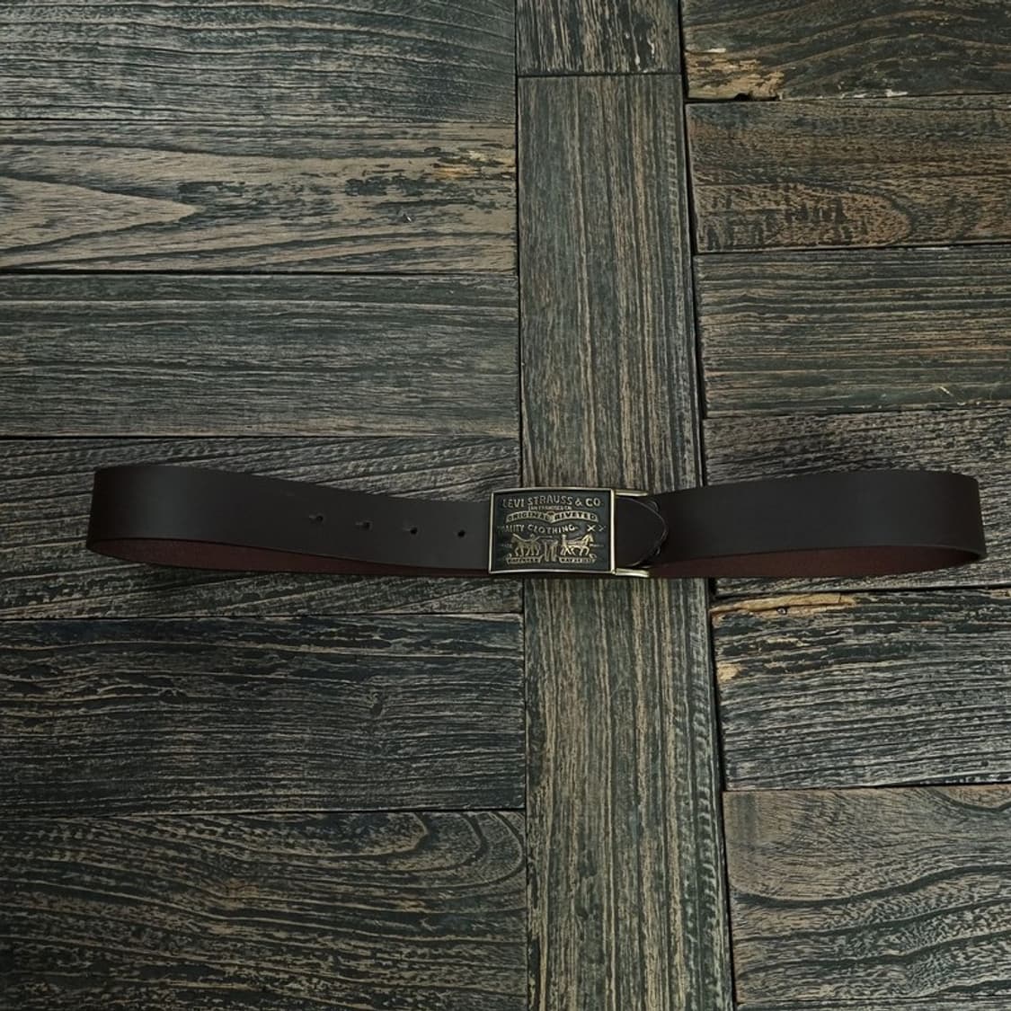 [리바이스] 리얼 카우 레더 소가죽 빅로고 버클 벨트 브라운 M18855 상품이미지2