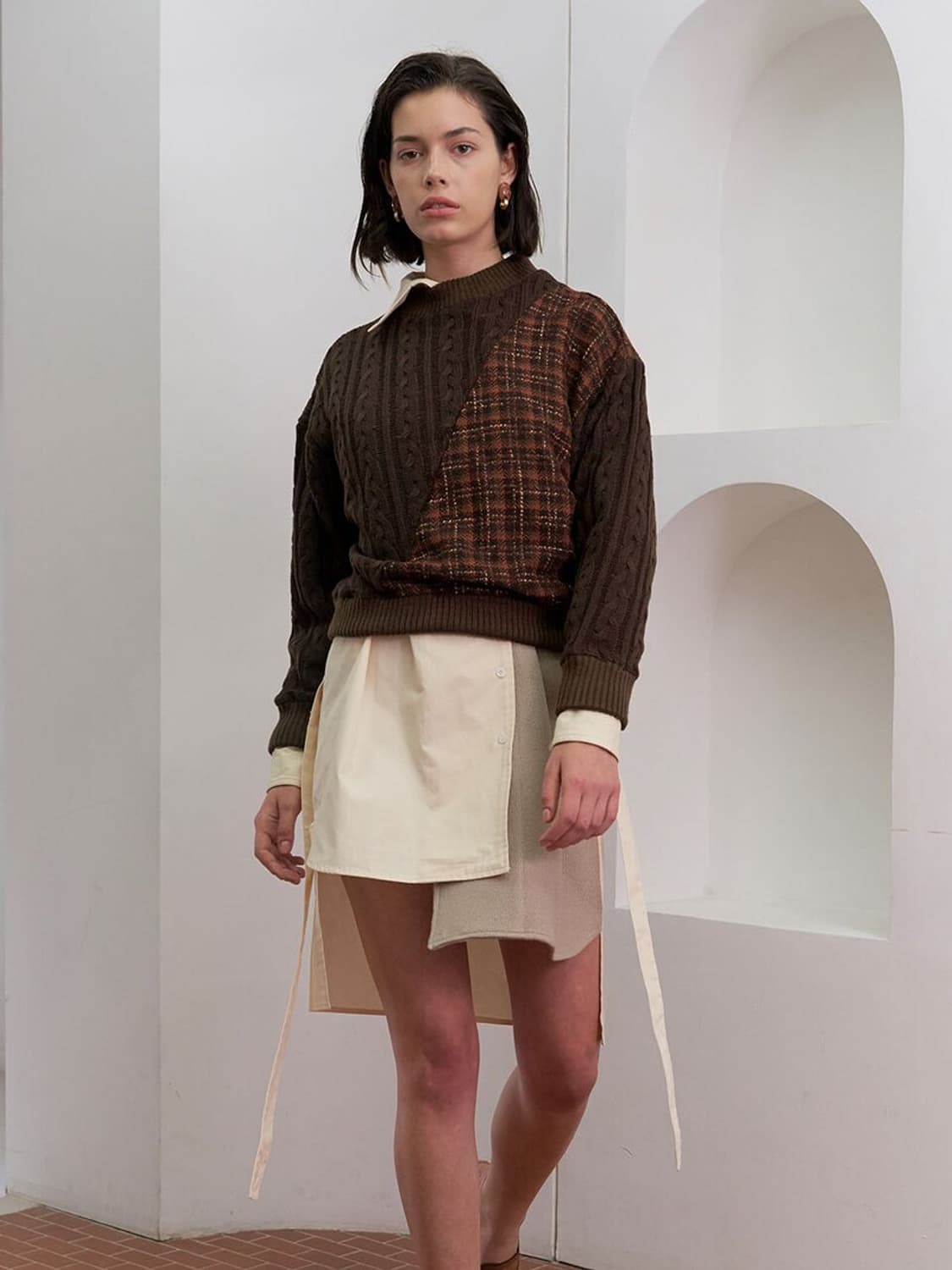 콜랍 브라운 꽈배기 니트 상품이미지6